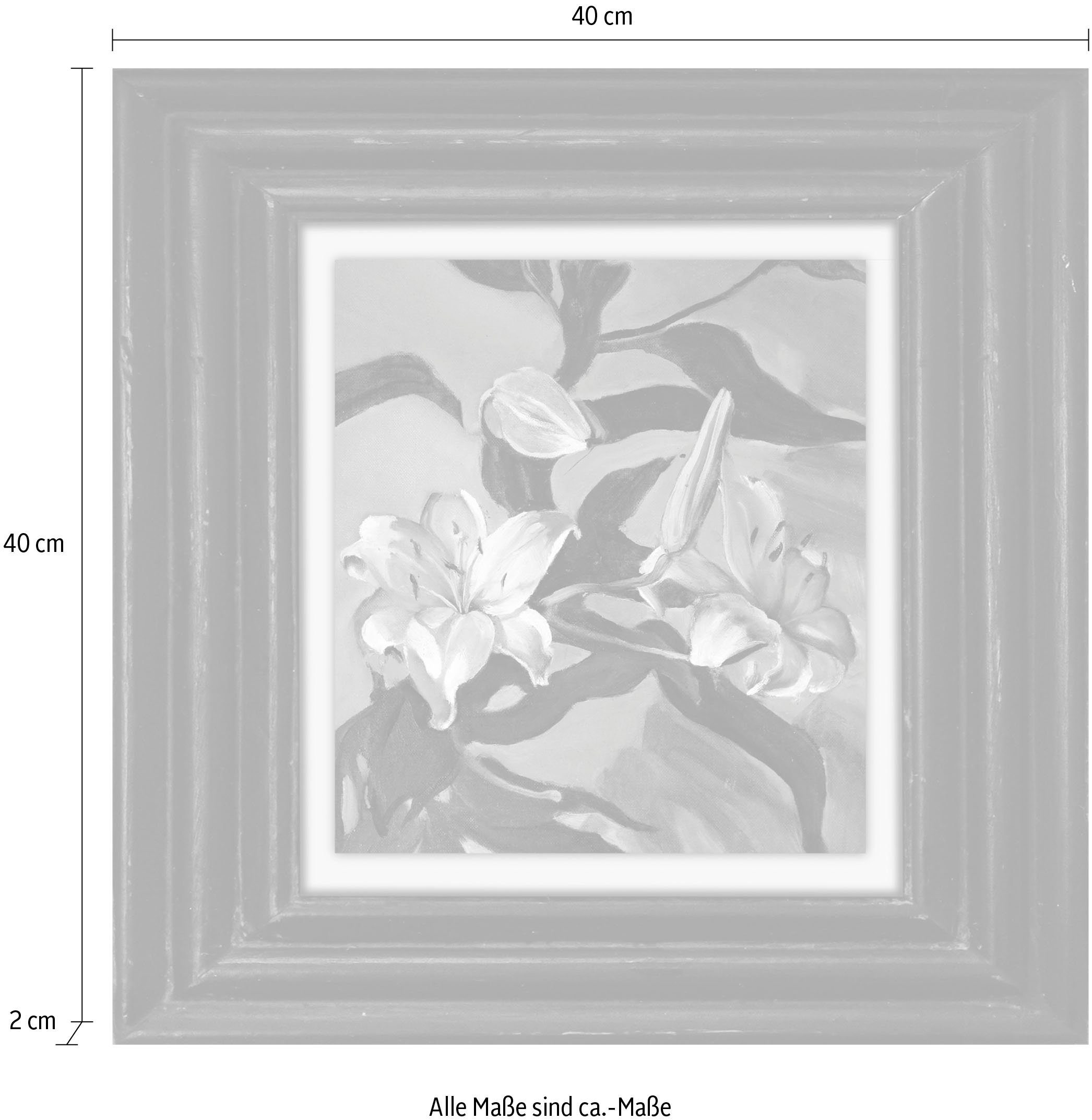 queence Artprint op linnen Bloemen Premium canvasstof, handgemaakt in Duitsland, 40x40cm
