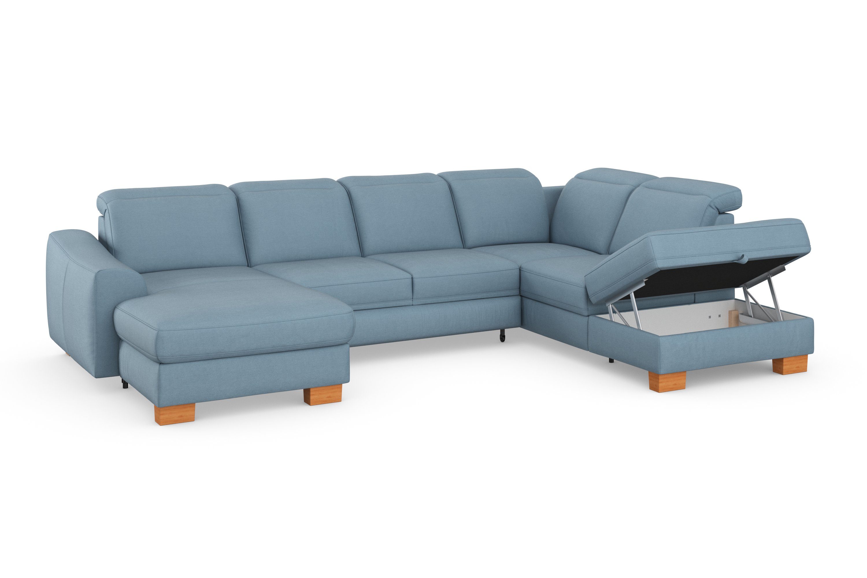 sit&more Zithoek Dundee U-vorm met binnenvering en massief houten poten, naar keuze met verstelbare hoofdsteun