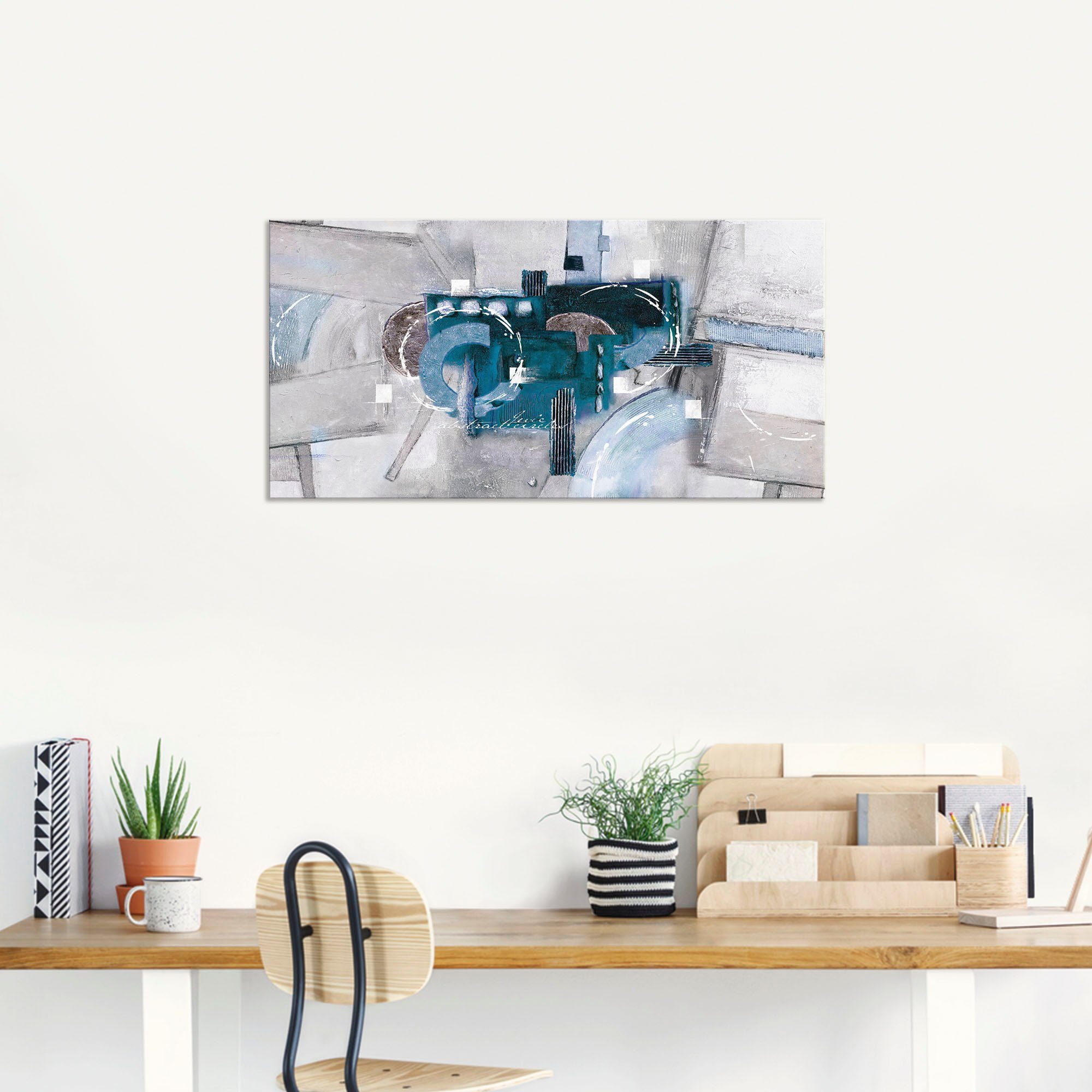 Artland Artprint Abstracte blauwe rondjes als artprint van aluminium, artprint voor buiten, artprint op linnen, poster, muursticker