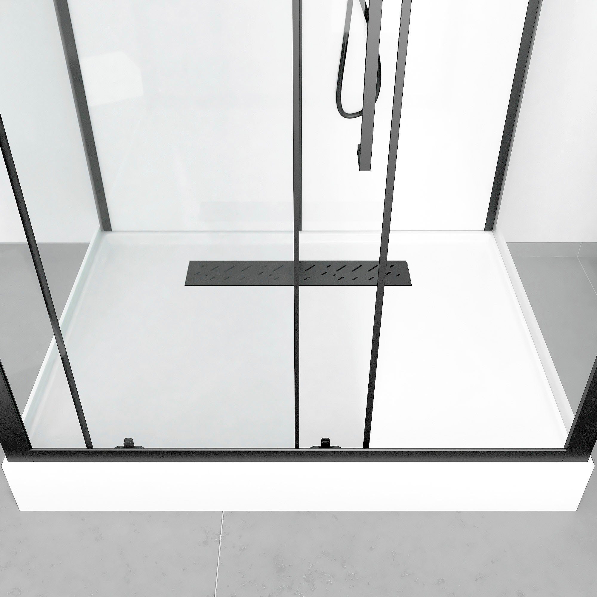 Marwell Complete douche White Rectangle inclusief kranen, 115 cm x 90 cm