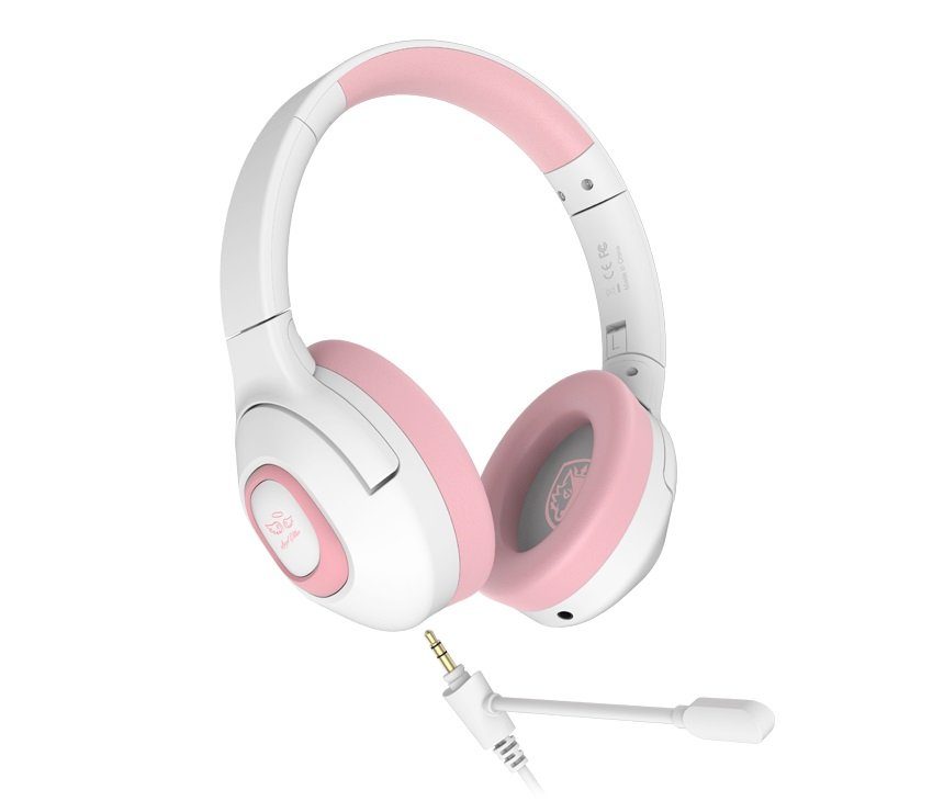 Sades Gaming-headset Shaman SA-724 gaming headset, wit-roze, USB, bedraad Stereo, over-ear, PC, PST,