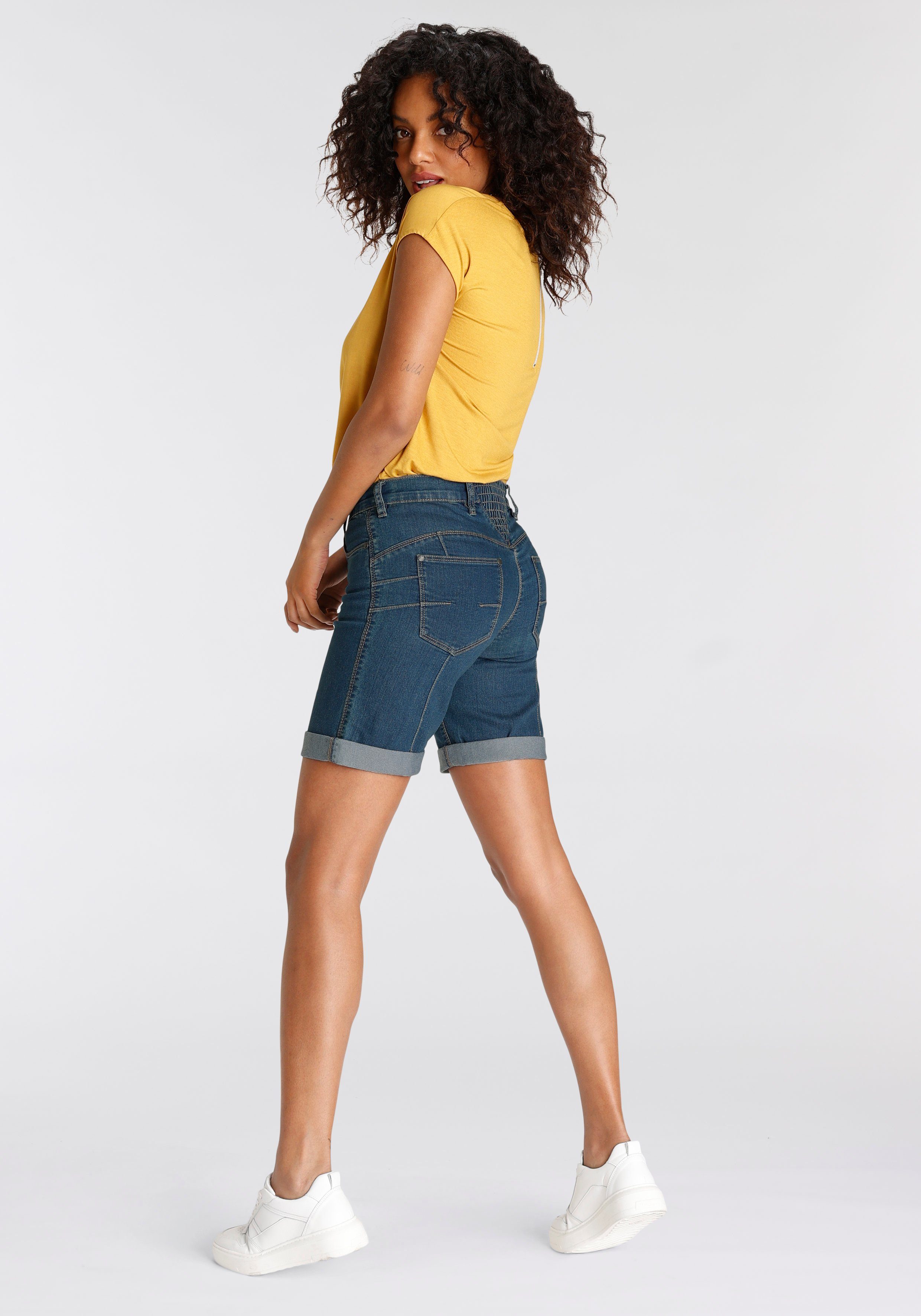 Arizona Jeansbermuda wijde pasvorm, korte pasvorm, hoge taille