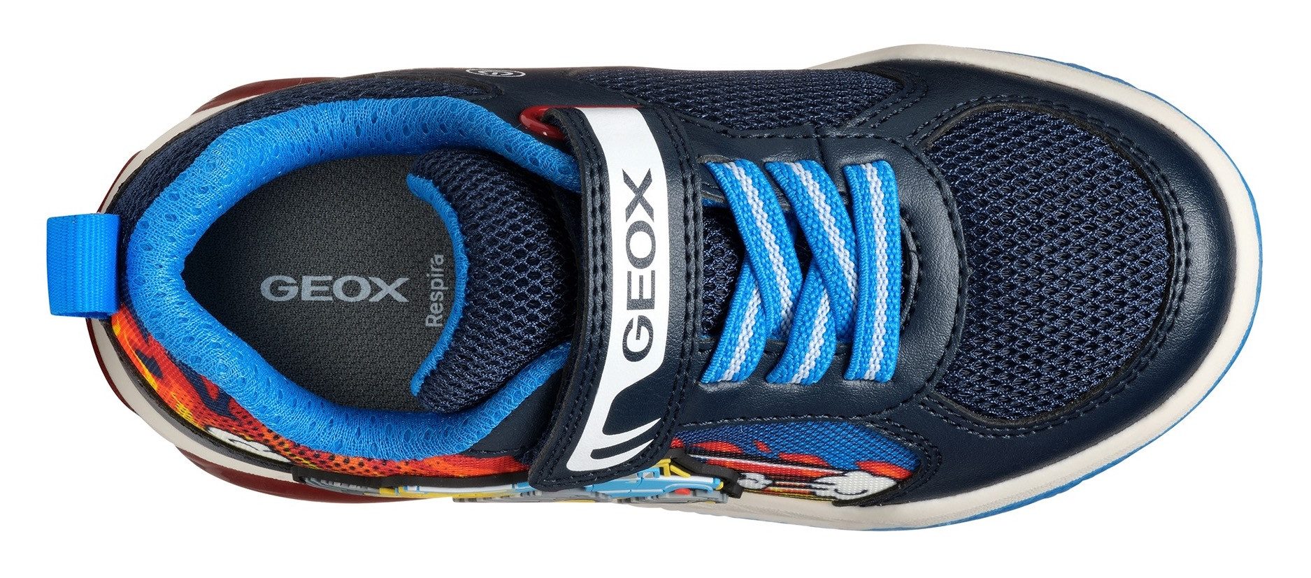 Geox Sneakers J Inek Boy knipperschoen , kinderschoen, klittenbandschoen met voertuigmotief