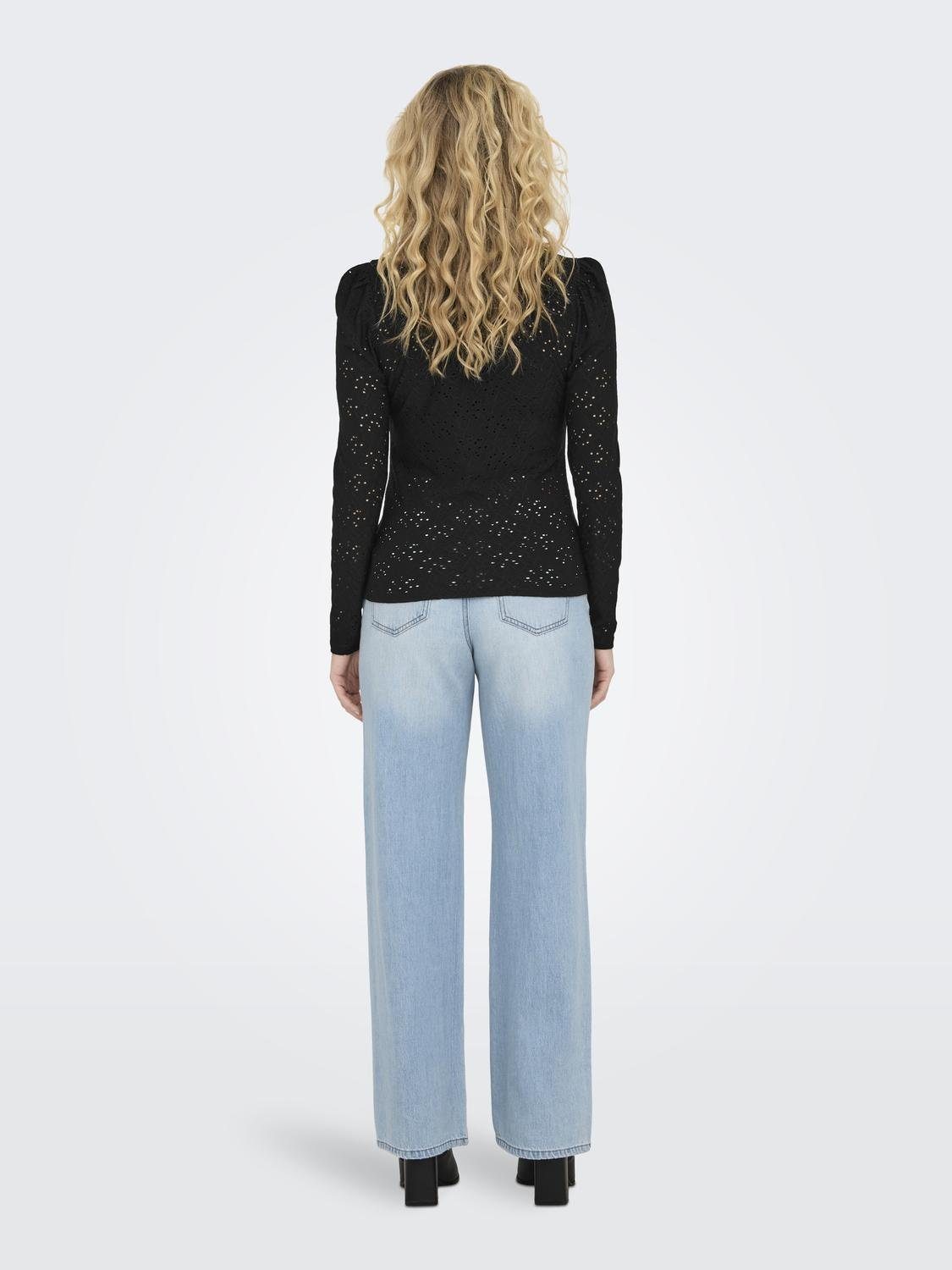 Only Shirt met lange mouwen ONLSMILLA L/S O-NECK PUFF TOP JRS