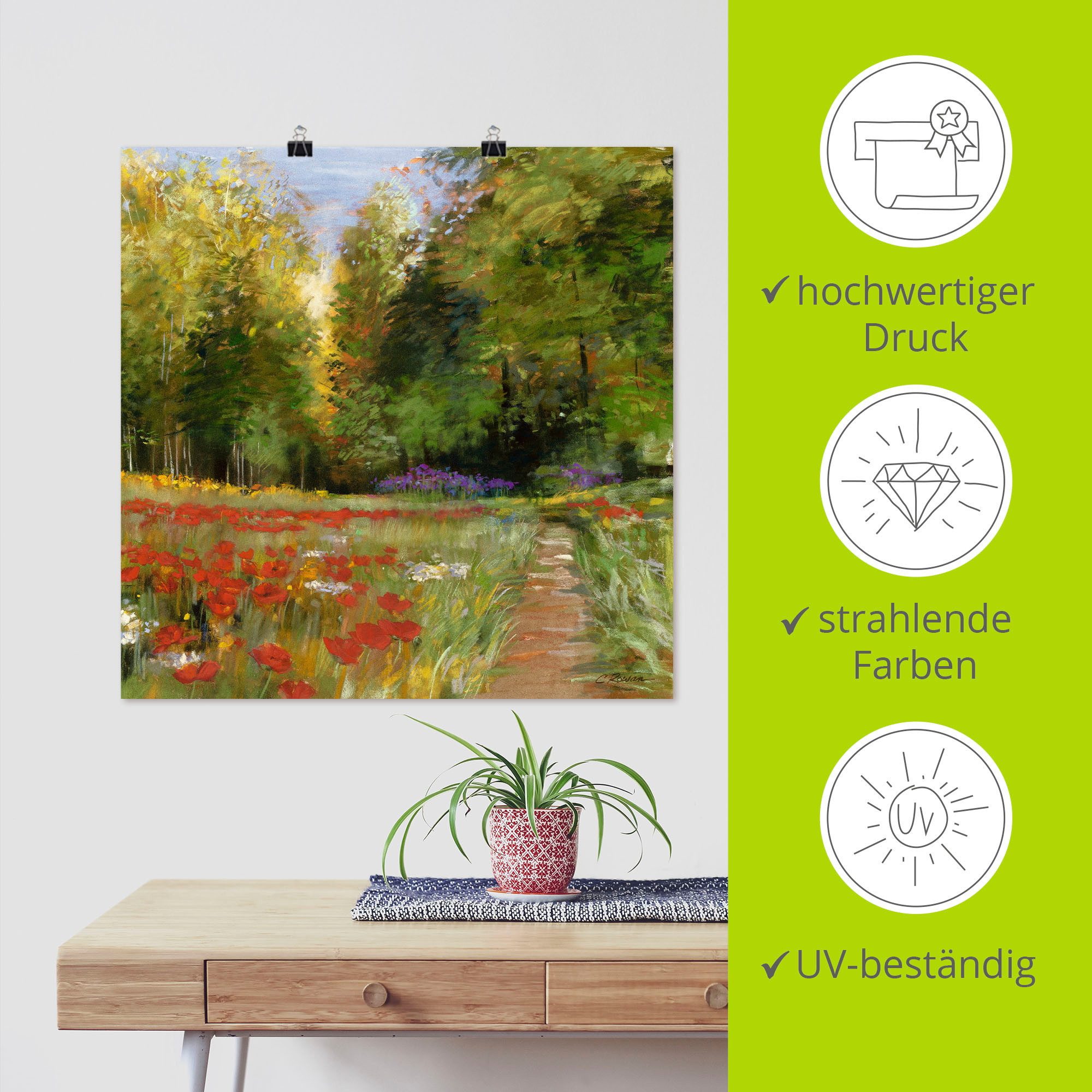 Artland Poster Bloemenveld als artprint op linnen, muursticker of poster in verschillende maten