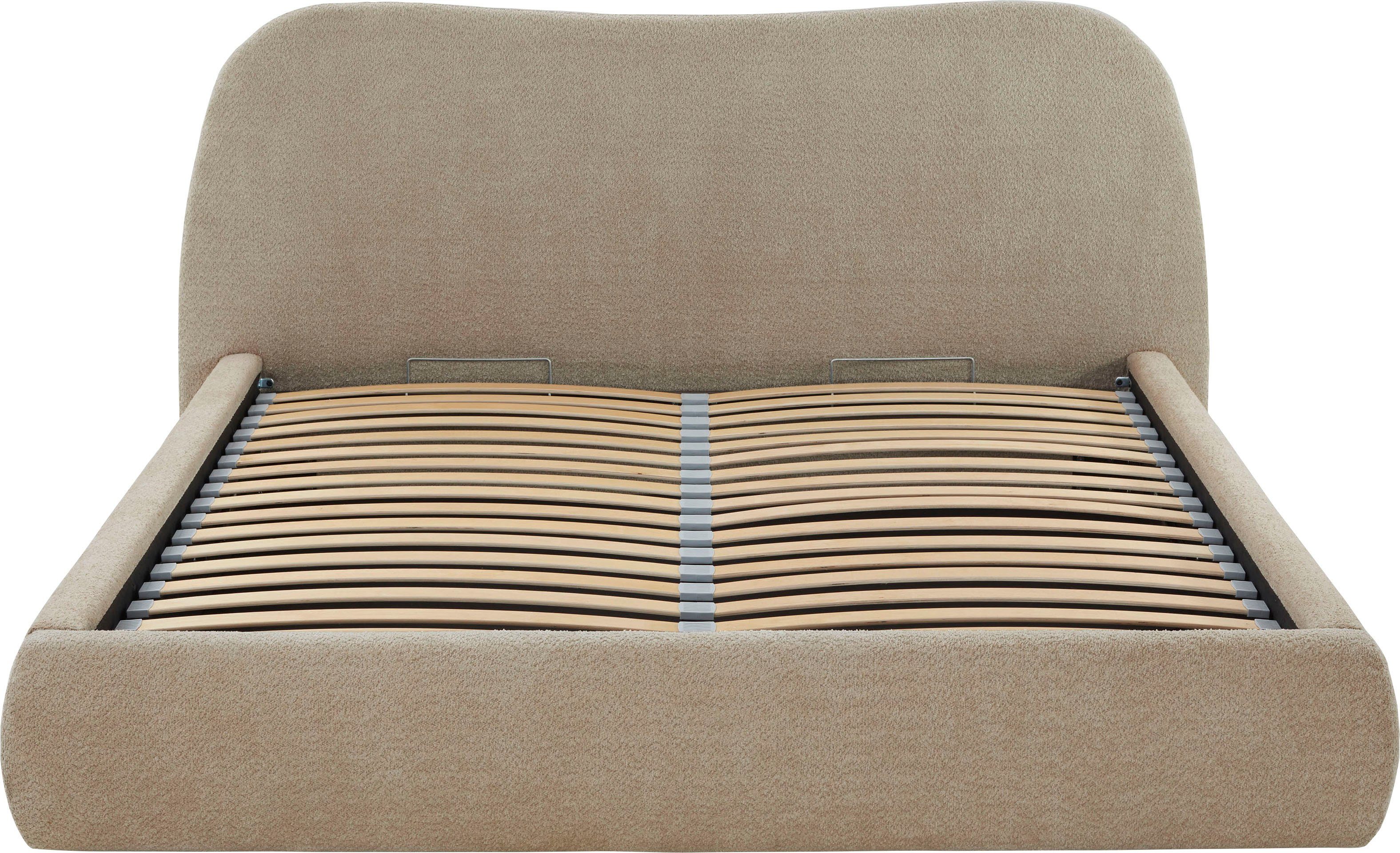 ATLANTIC home collection Gestoffeerd bed Sophie met of zonder opbergruimte, hoogwaardige bouclé bekleding