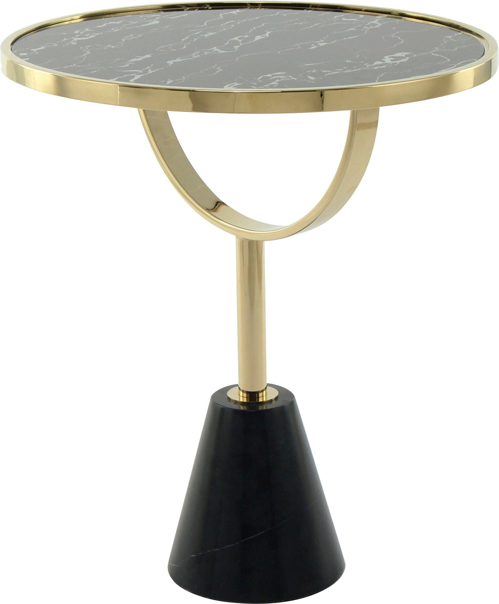 Kayoom Bijzettafel Rocio, opvallend design, stabiele marmeren sokkel opvallend frame, stabiele marmeren voet, gemarmerde glazen plaat (1 stuk)