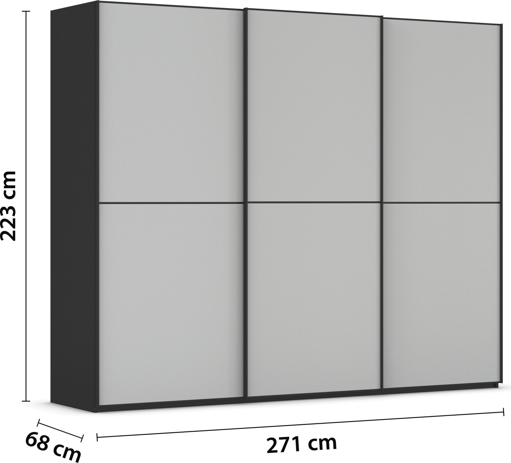 rauch Schuifdeurkast Kledingkast Kast Garderobe Slaapkamerkast SCALE-DUO edel tweedelige deuren glas-front met 3 sierlijsten made in germany