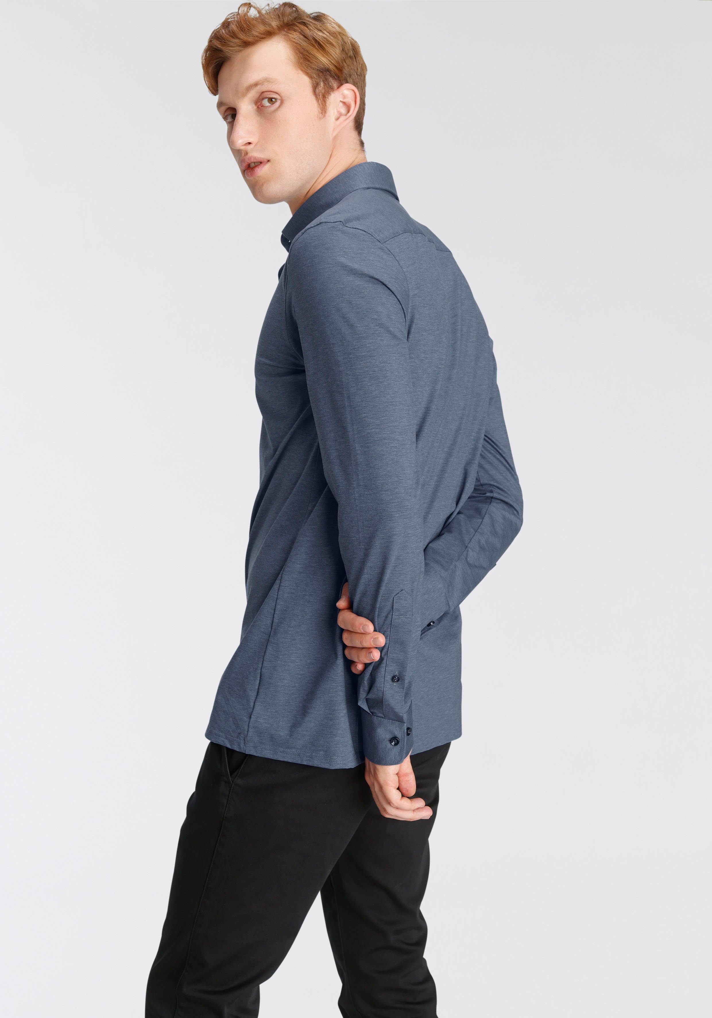 OLYMP Overhemd met lange mouwen Luxor 24/Seven modern fit jersey shirt met geurremmende materiaaleigenschappen