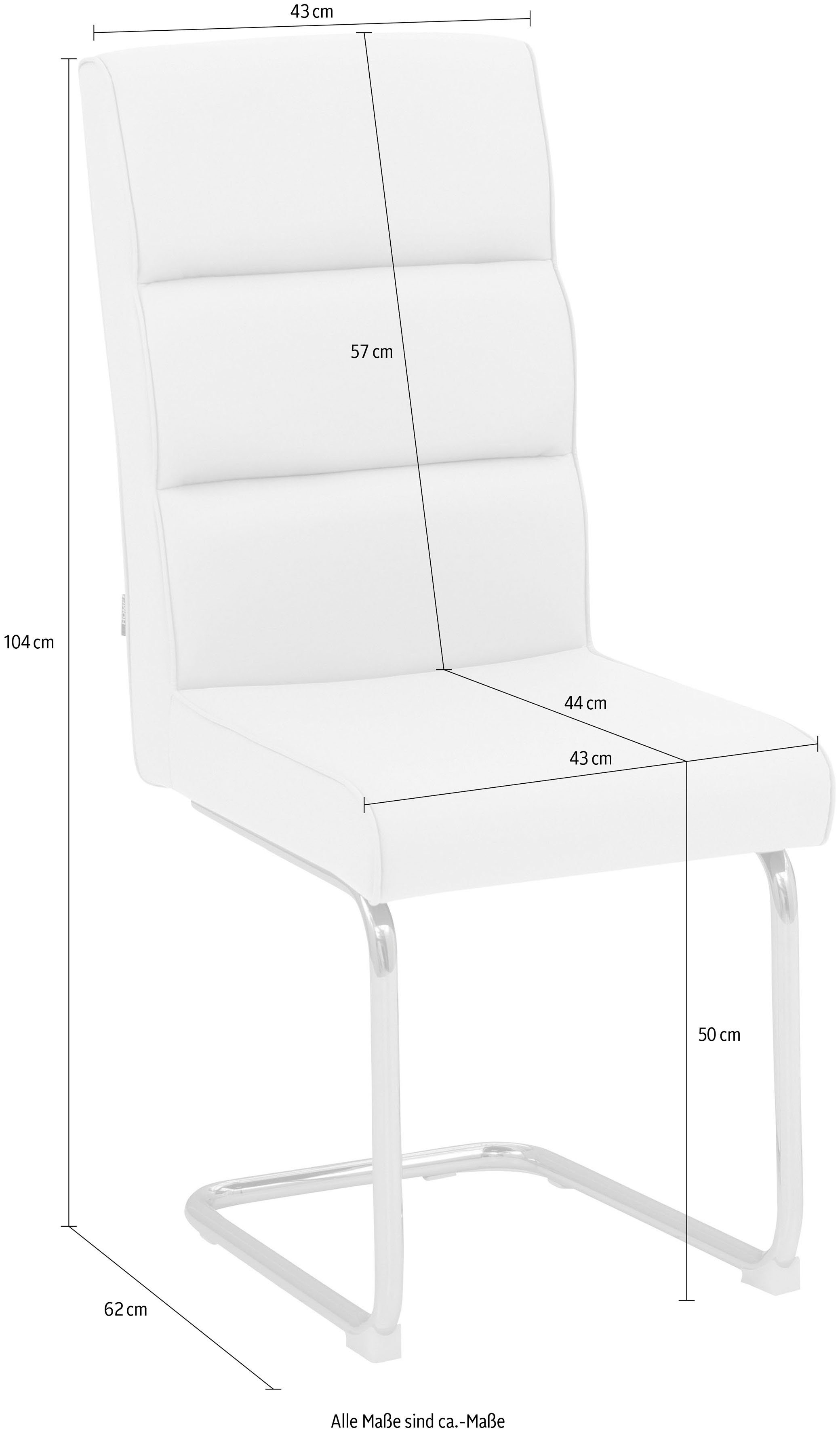 INOSIGN Vrijdragende stoel Lano in een set van 2, zacht beklede zitting, onderstel van metaal, zithoogte 50 cm