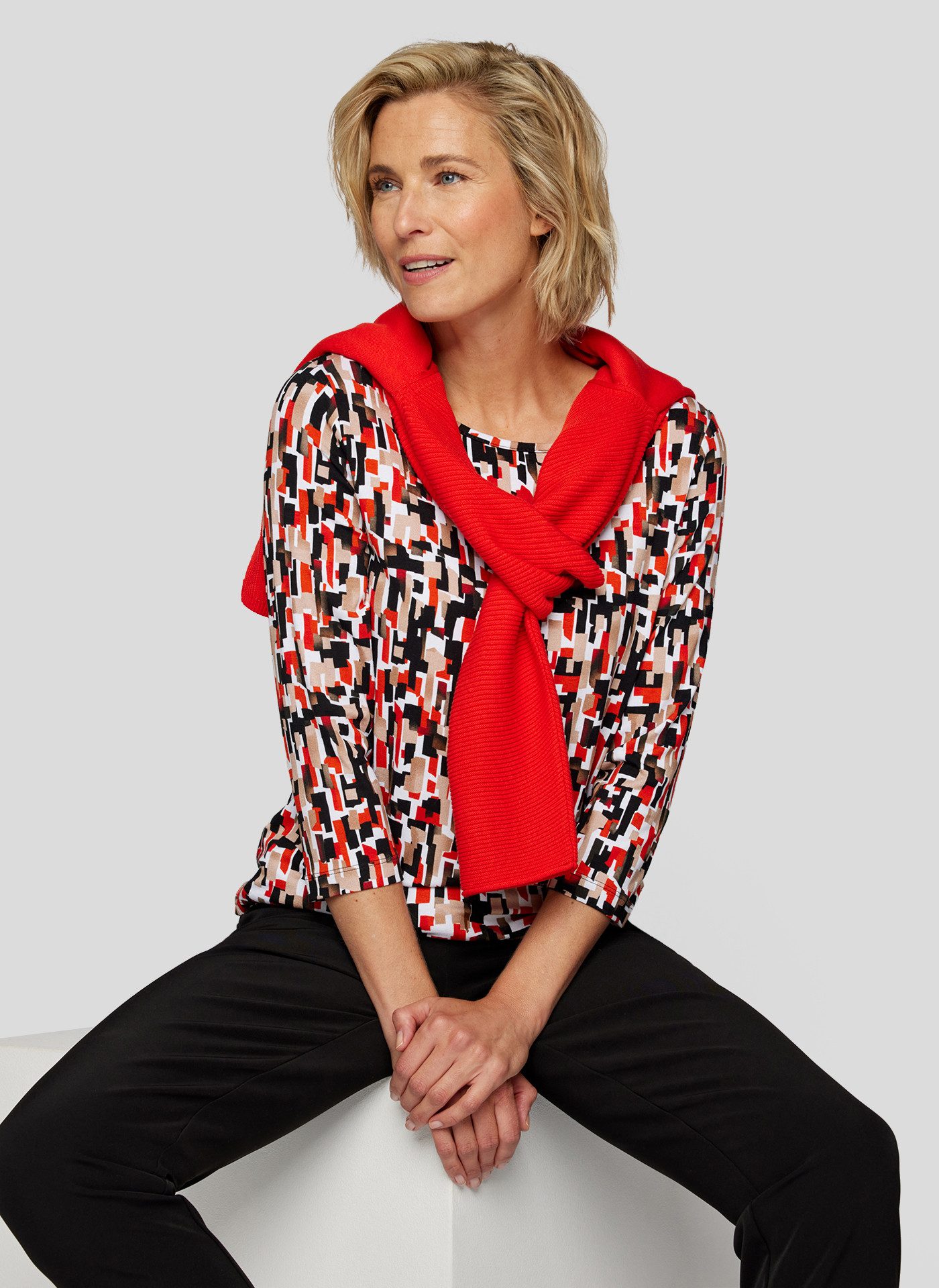 Rabe Shirt met 3/4 mouwen met grafisch patroon