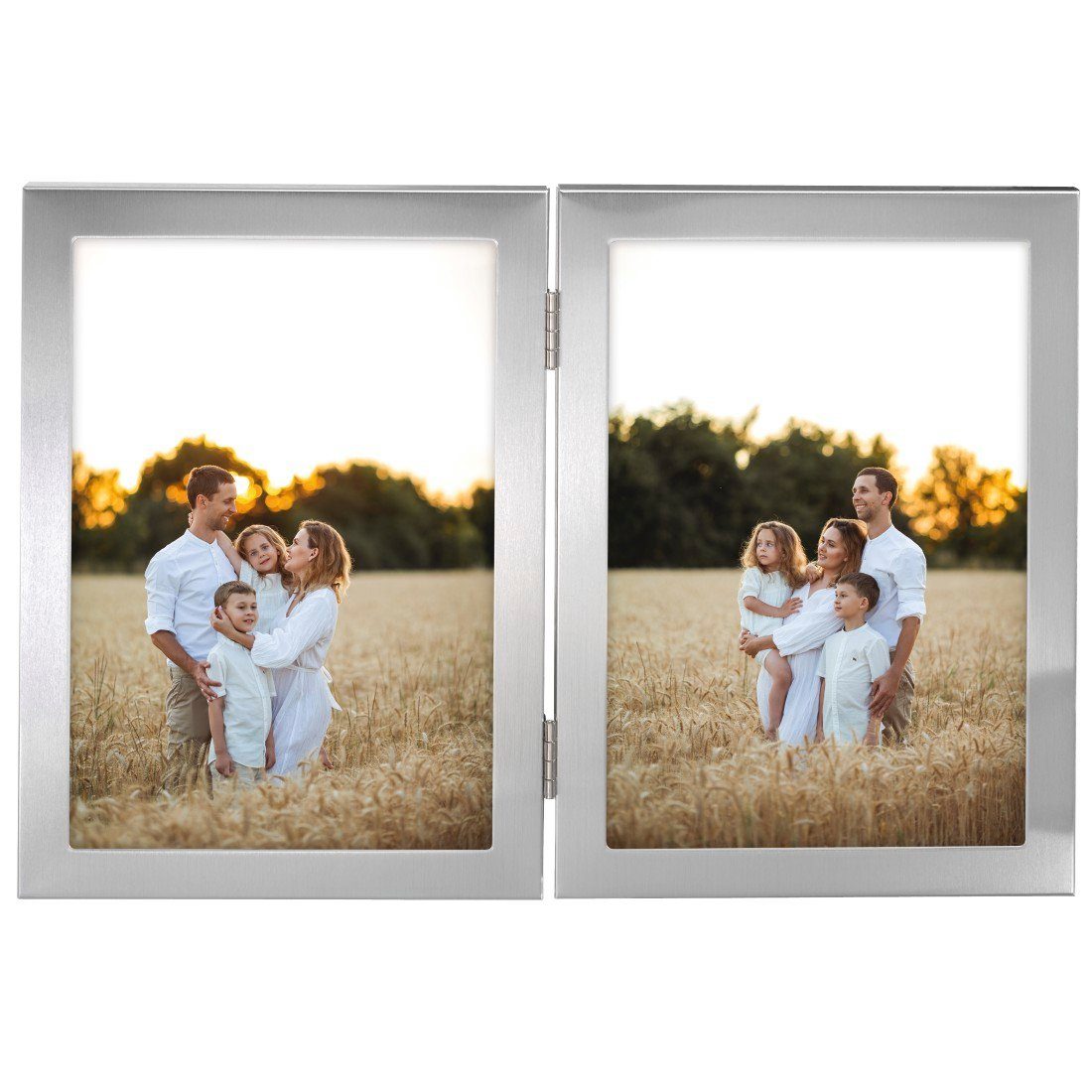 Hama Fotolijstje Fotolijst 10x15 cm voor 2 foto's, om op te hangen en te plaatsen, zilverkleur (1 stuk)