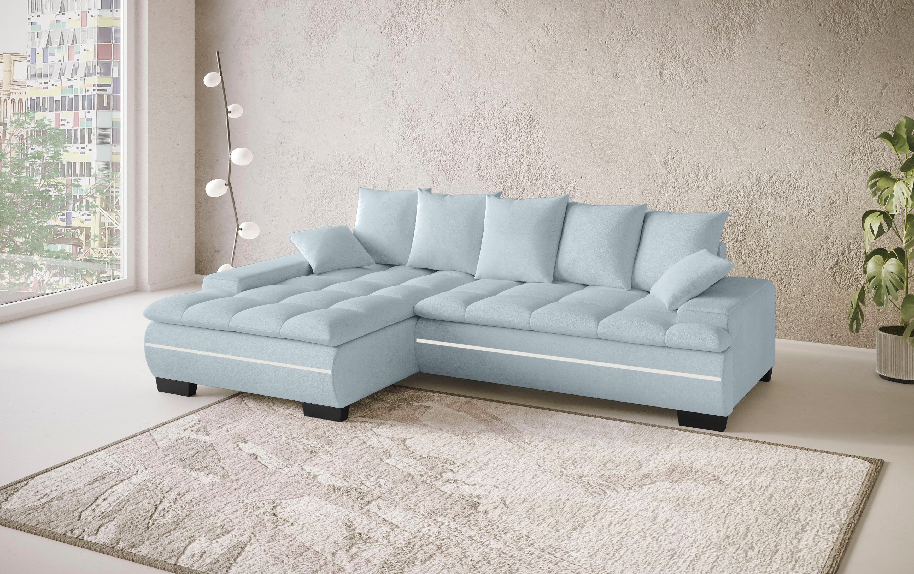 Mr. Couch Hoekbank Haiti II, L-vorm RGB-LED verlichting, koudschuim, optioneel met bed, bedlade