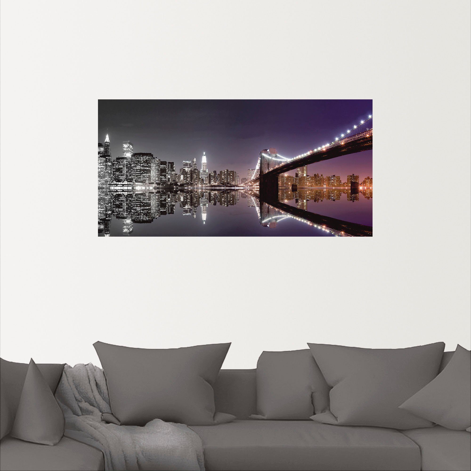 Artland Artprint New York skyline nachtelijke reflectie als artprint op linnen, poster, muursticker in verschillende maten