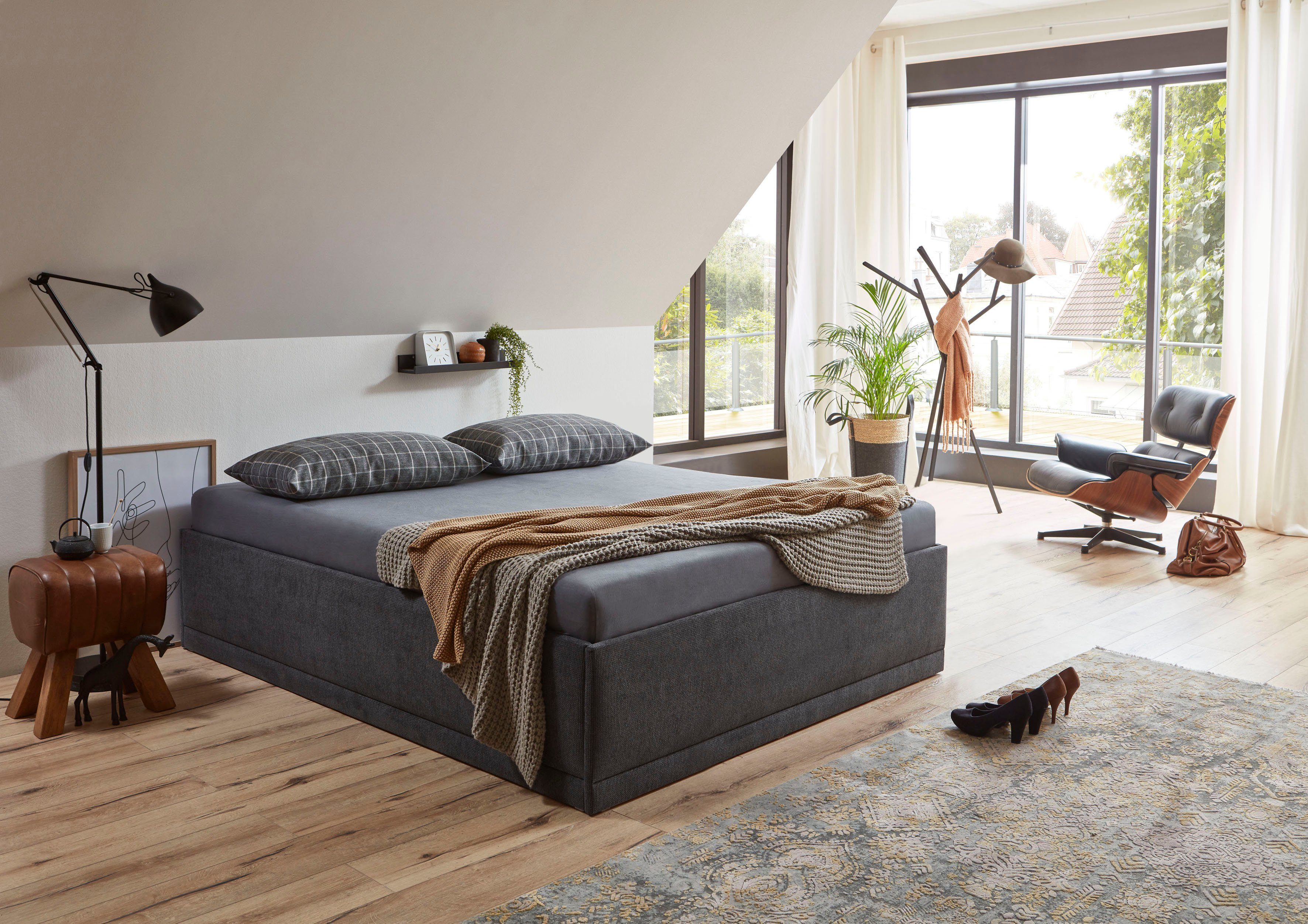 Westfalia Polsterbetten Gestoffeerd bed Texel Comforthoogte met sierkussen, bedkist bij uitvoering met matras