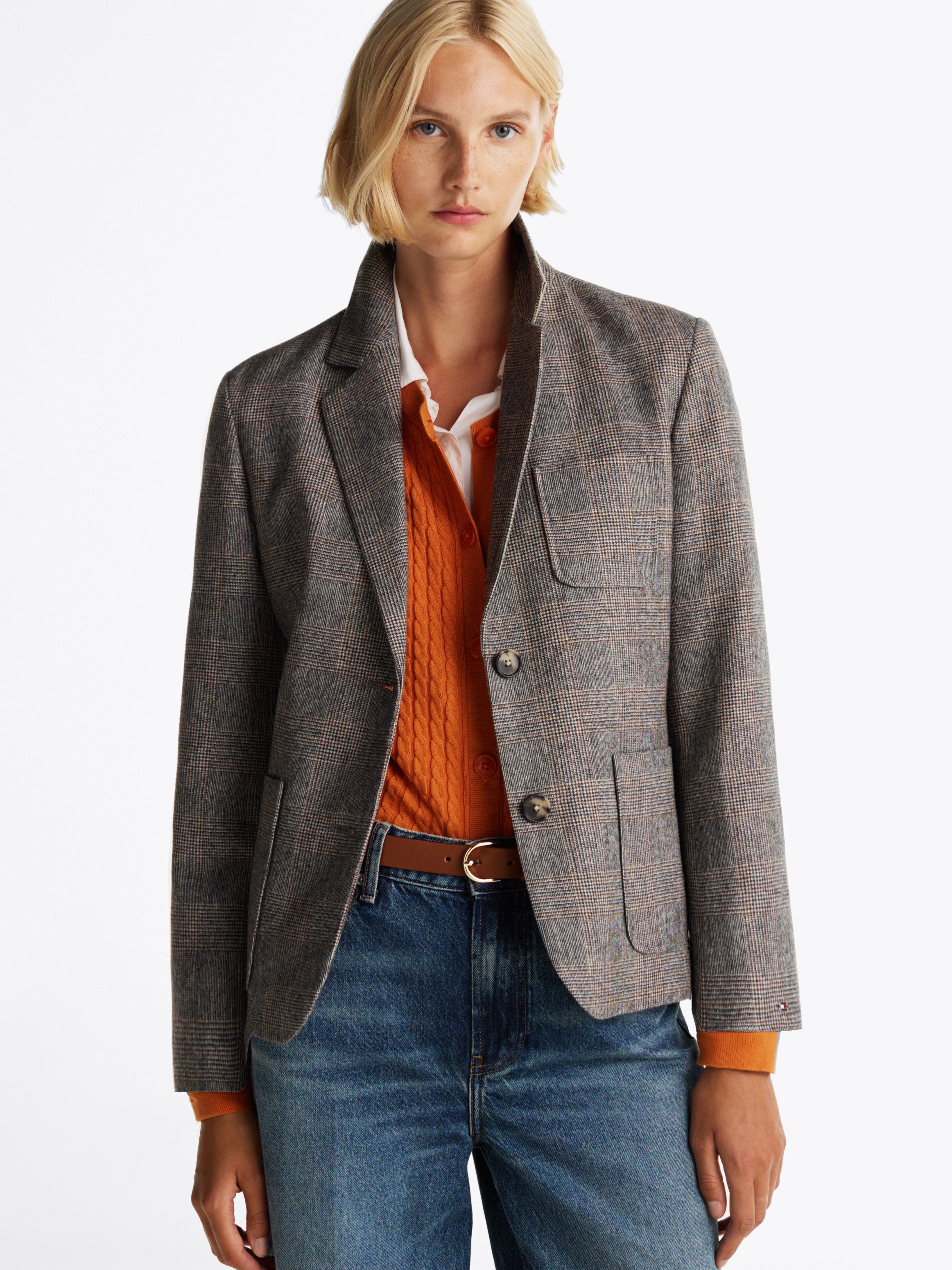 Tommy Hilfiger Korte blazer WOOL MIX CHECK SB BLAZER