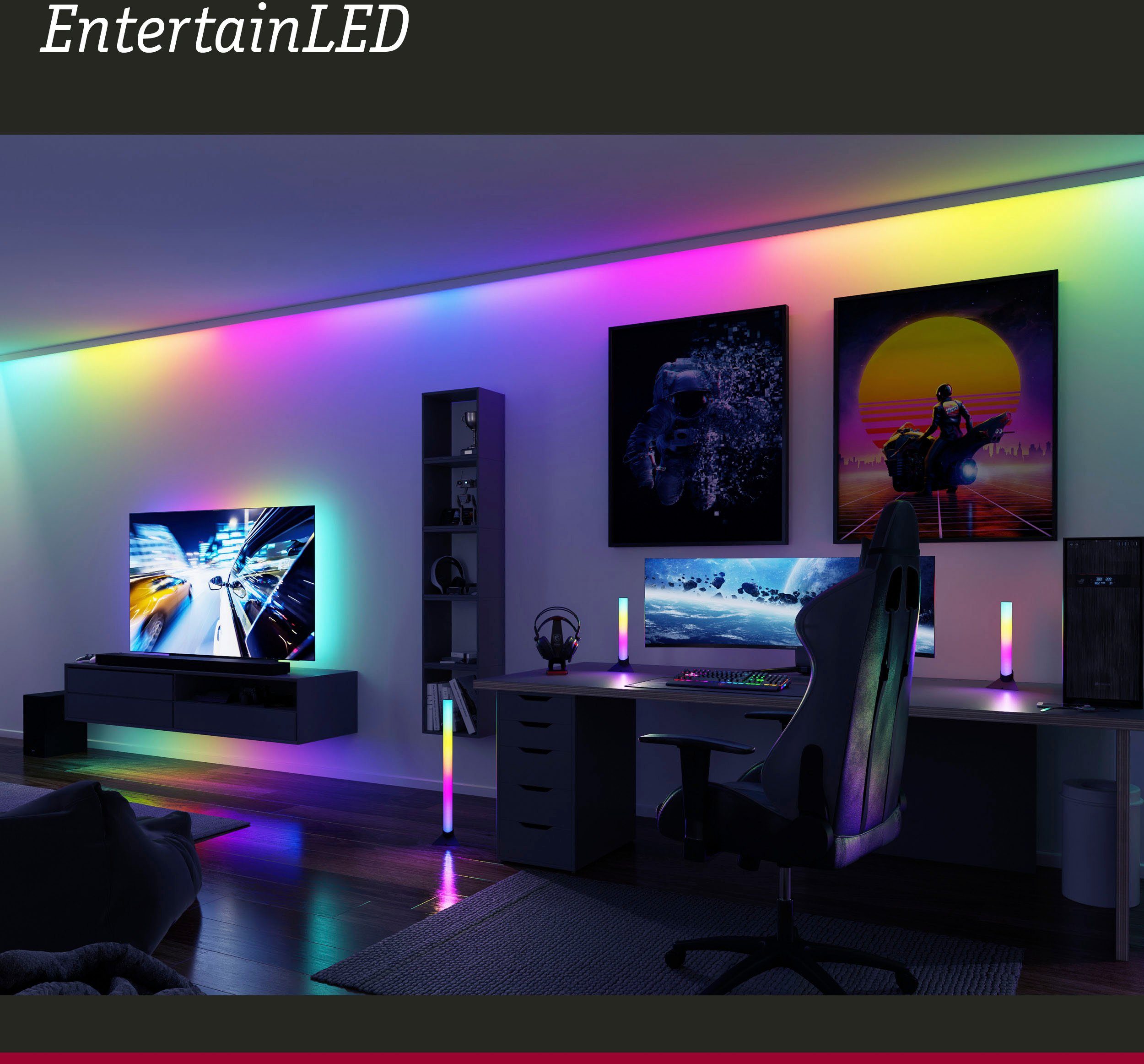 Paulmann Led-strepen USB LED Strip TV-Verlichting 65 Inch 2,4m Dynamic Rainbow RGB 4W (1 stuk)