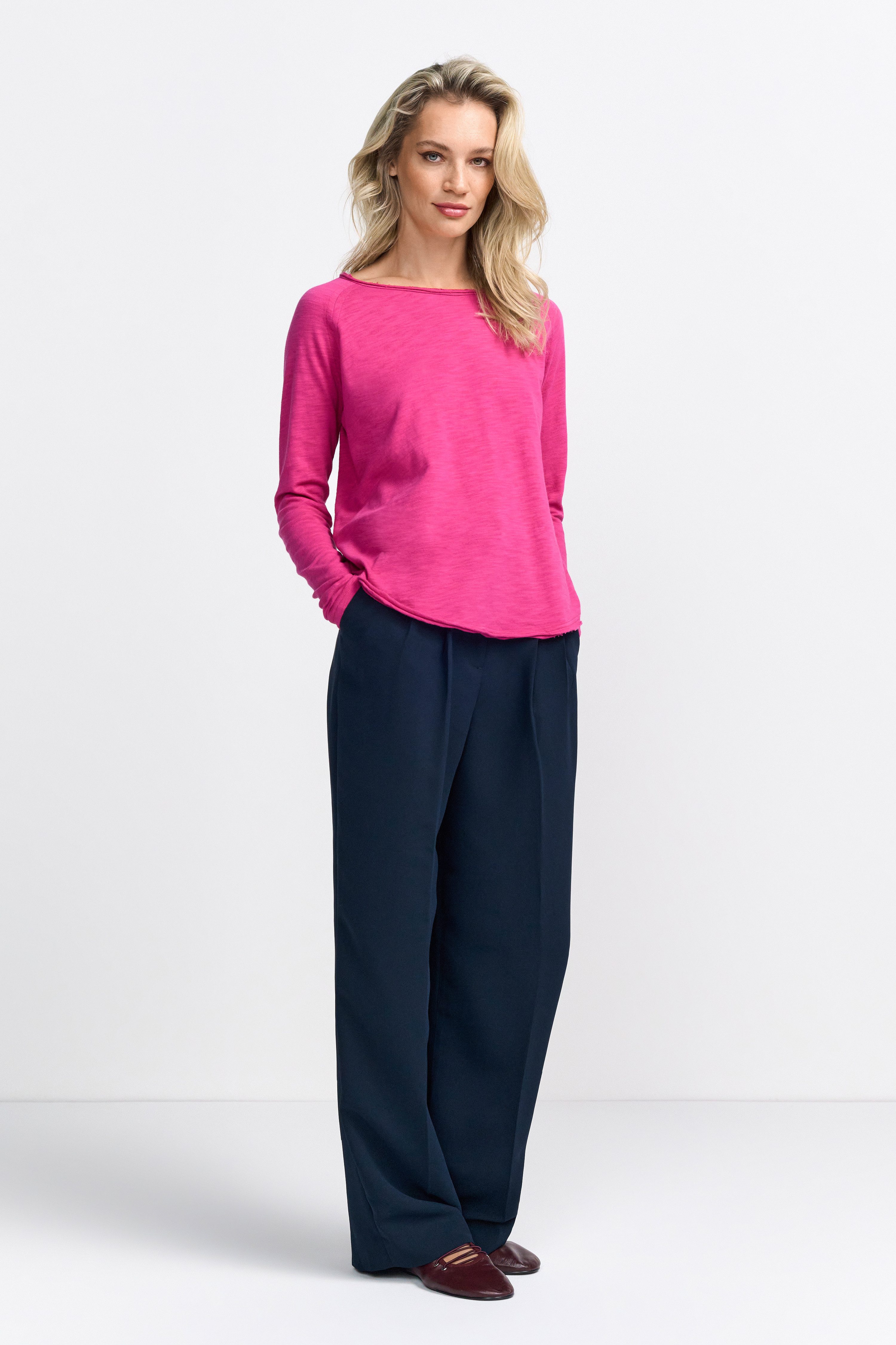 Rich & Royal Shirt met lange mouwen 2409 O HJ LS met open halslijn en zoom