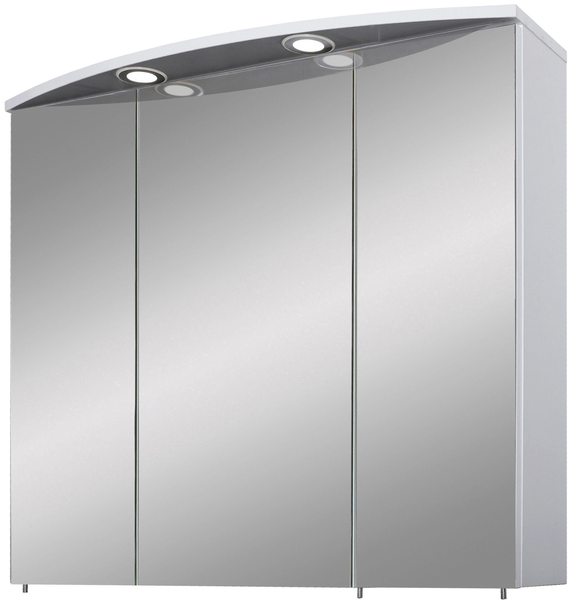 schildmeyer spiegelkast verona breedte 70 cm, 3-deurs, 2 led-inbouwspotjes, schakelaar--stekkerdoos wit