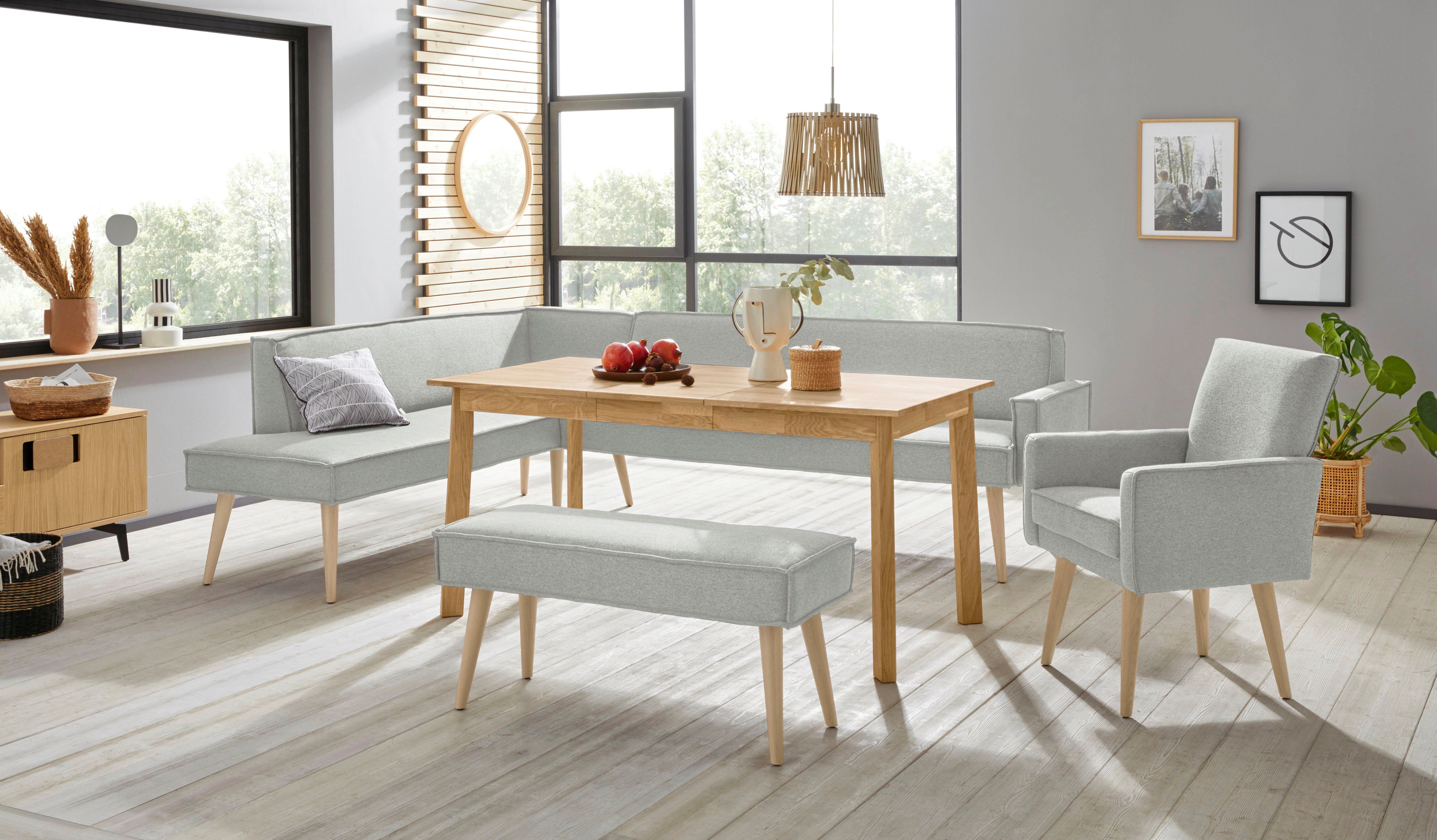 exxpo - sofa fashion Hoekbank Lungo, moderne paspelnaad, comfortabel en elegant, hoge houten voet