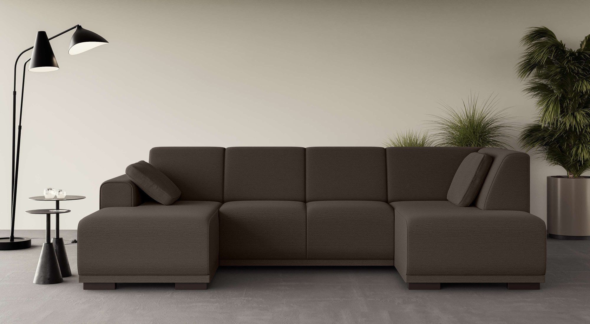 Home affaire Zithoek BORNHOLM U-vorm met chaise longue rechts/links, B/D/H: 300/162/85 cm U-vorm met golvende ondervering, chaise longue rechts of links bestelbaar