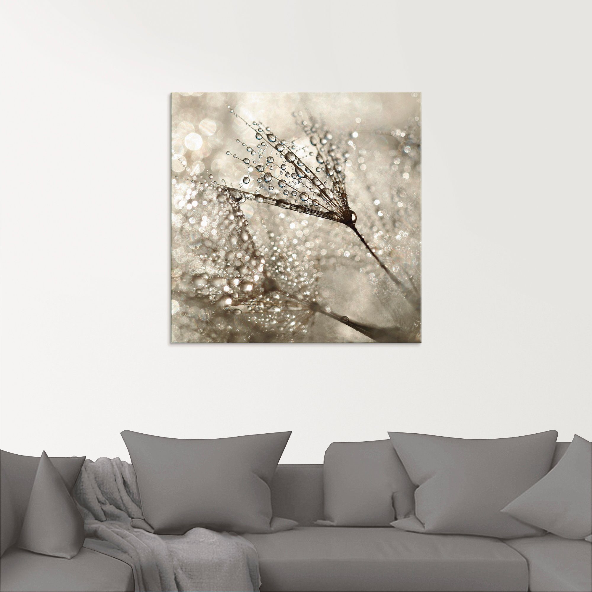 Artland Print op glas Paardebloem dauwdruppels I