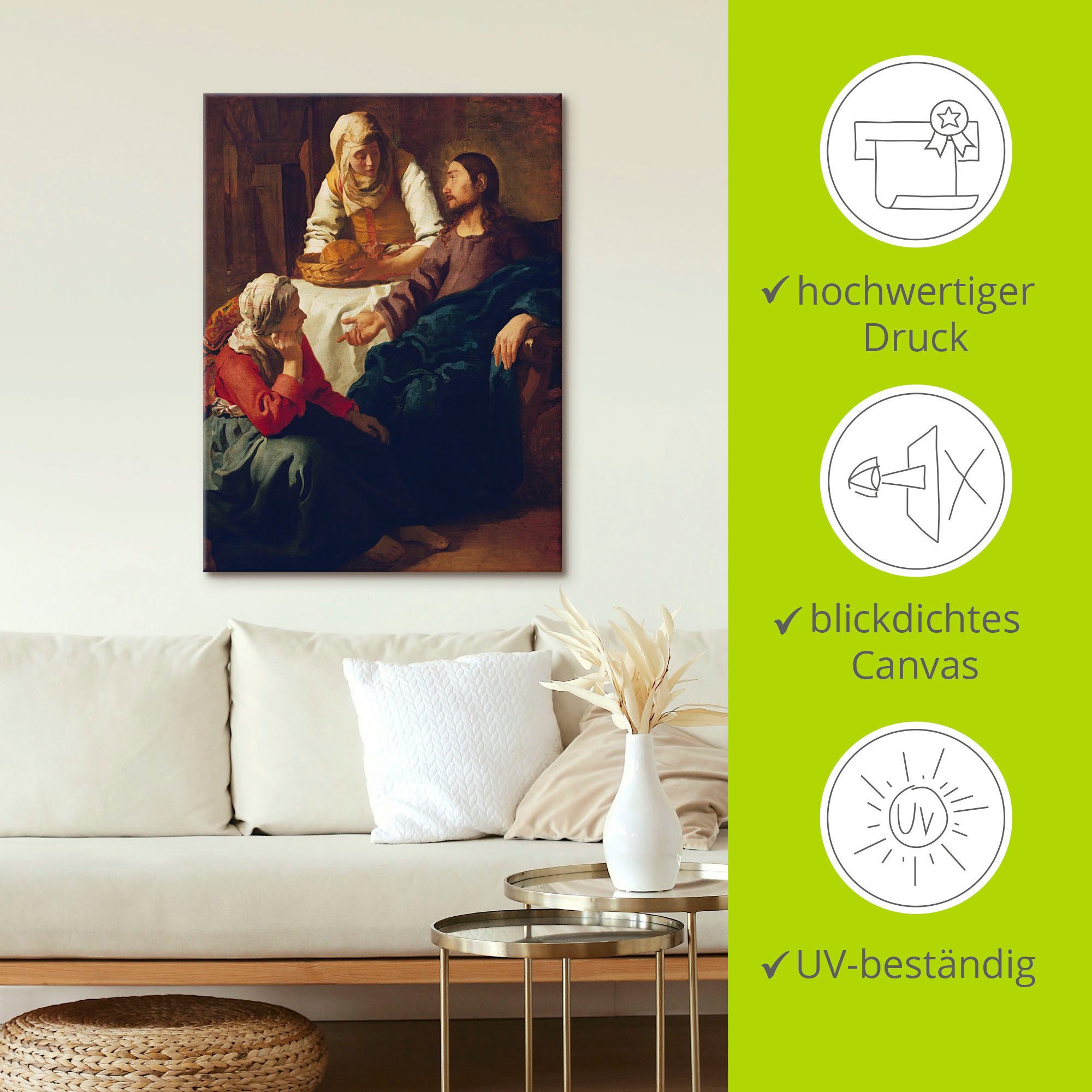 Artland Artprint op linnen Christus in het huis van Martha en Maria