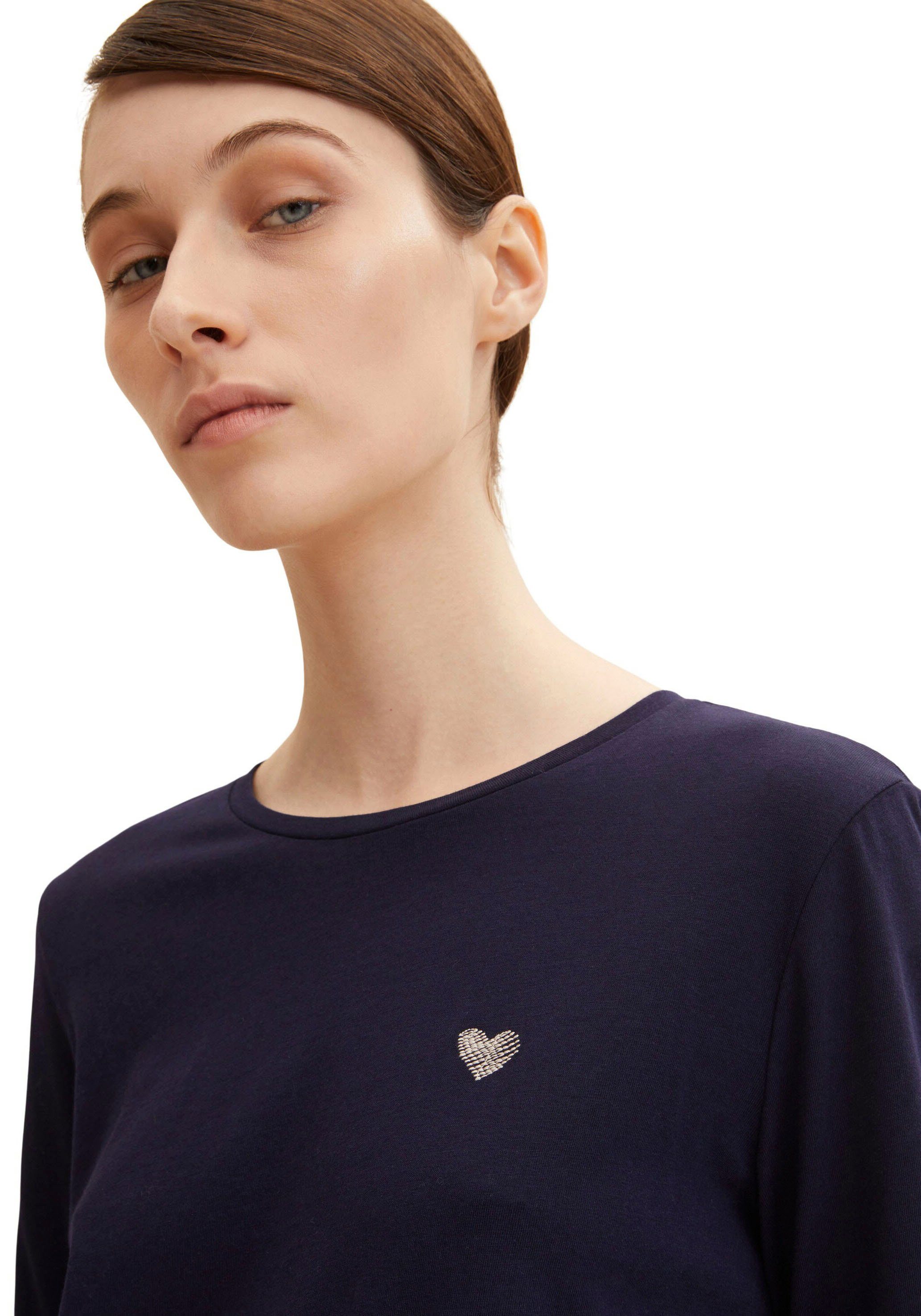 Tom Tailor Shirt met 3/4-mouwen dubbel - strepen + uni (2-delig, Set van 2)