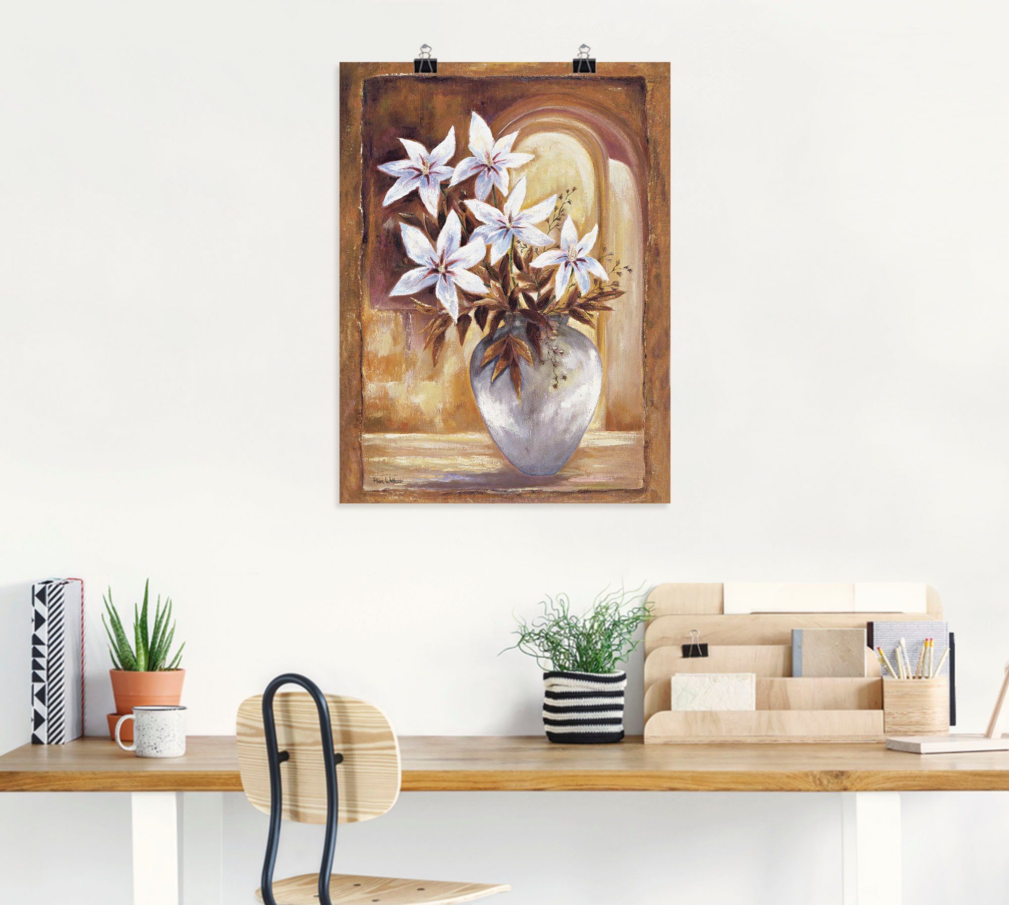 Artland Artprint Witte bloemen in vaas II als artprint op linnen, poster in verschillende formaten maten