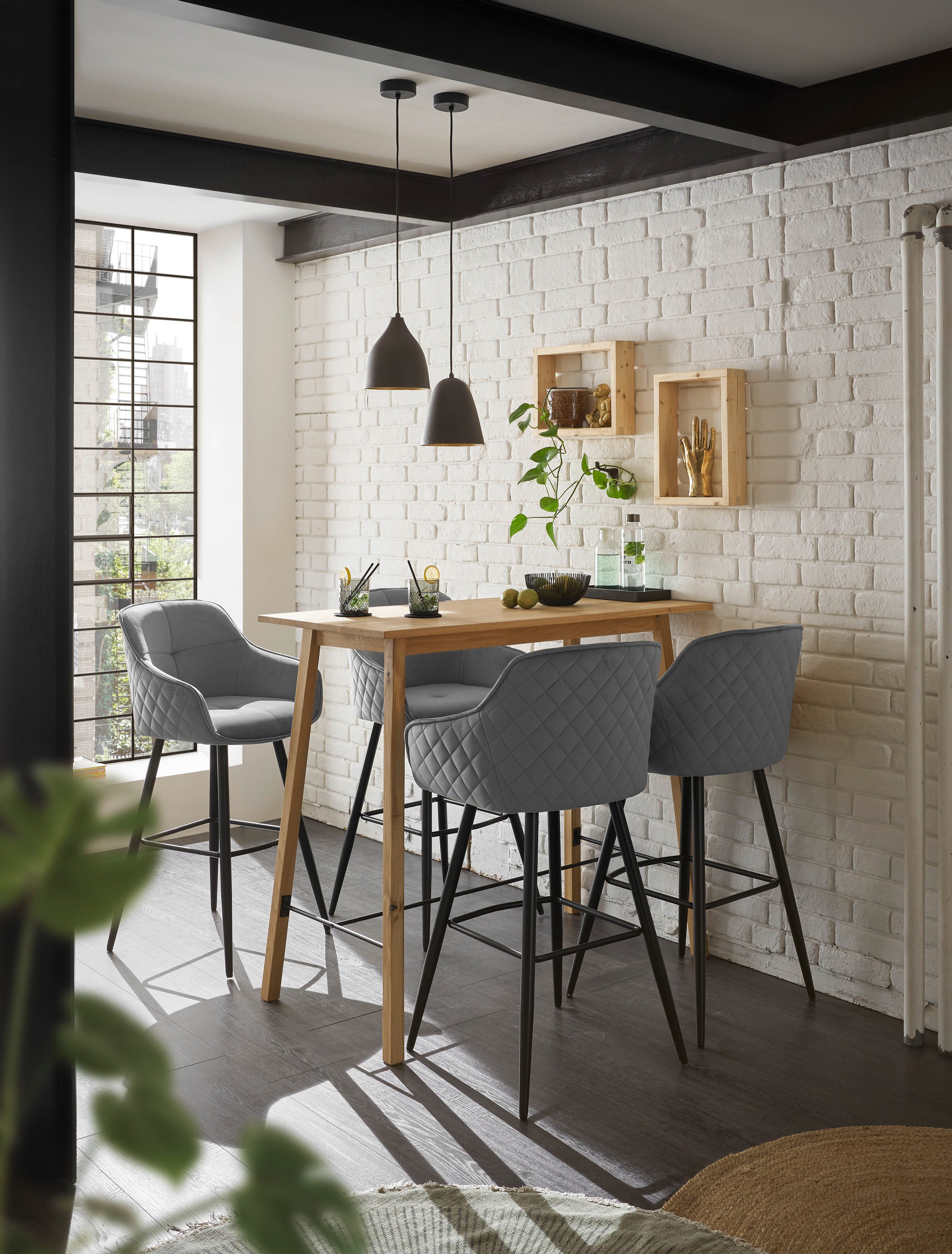 Stolkom Bartafel Jules eik massief hout geolied, hoge tafel BxHxD 120x104x60 cm