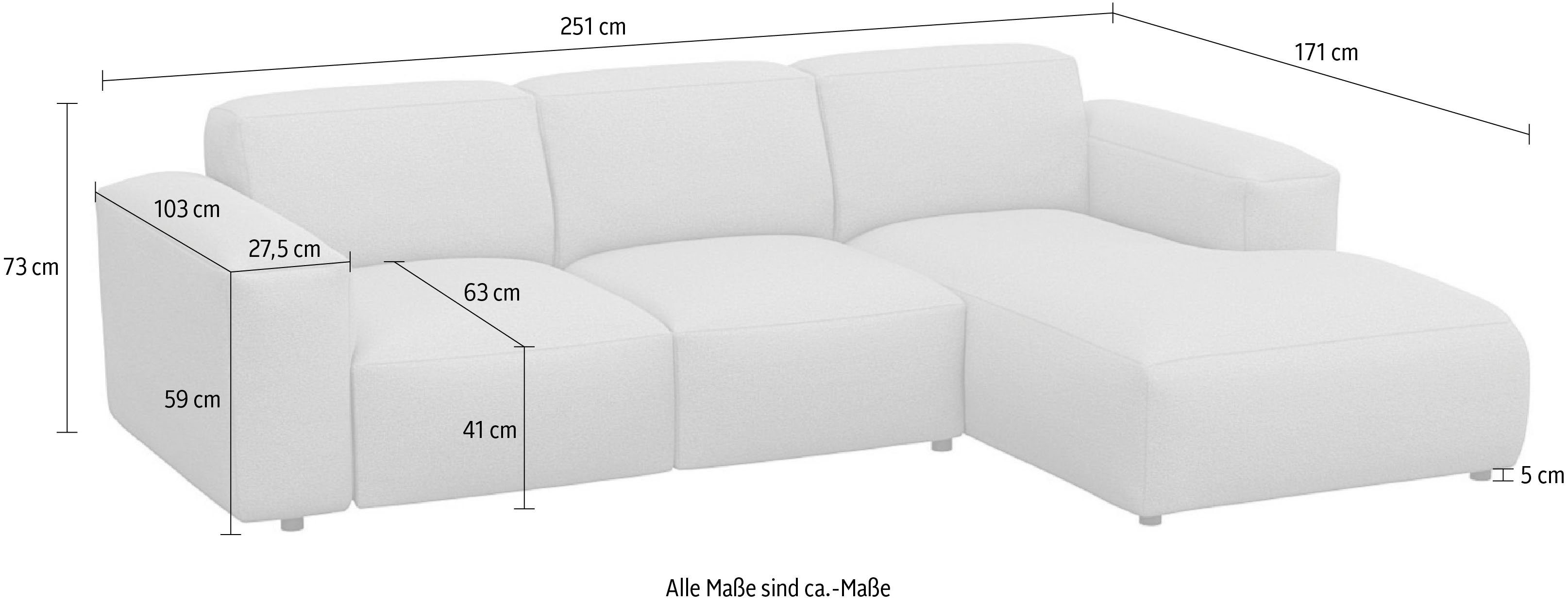 FLEXLUX Hoekbank Lucera Chaise longue rechts of links, L-vorm, comfortabel