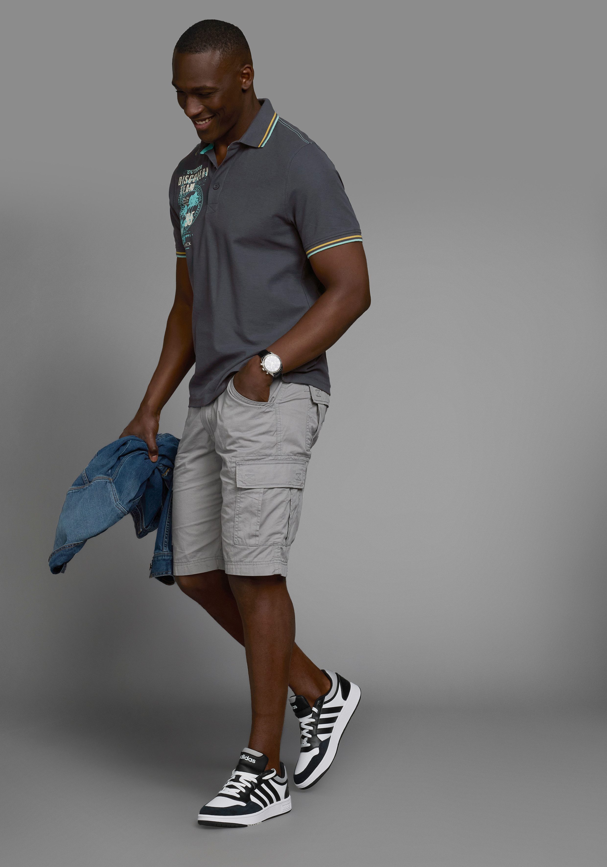 Man's World Poloshirt Korte mouwen, casual pasvorm, met trendy print, polokraag