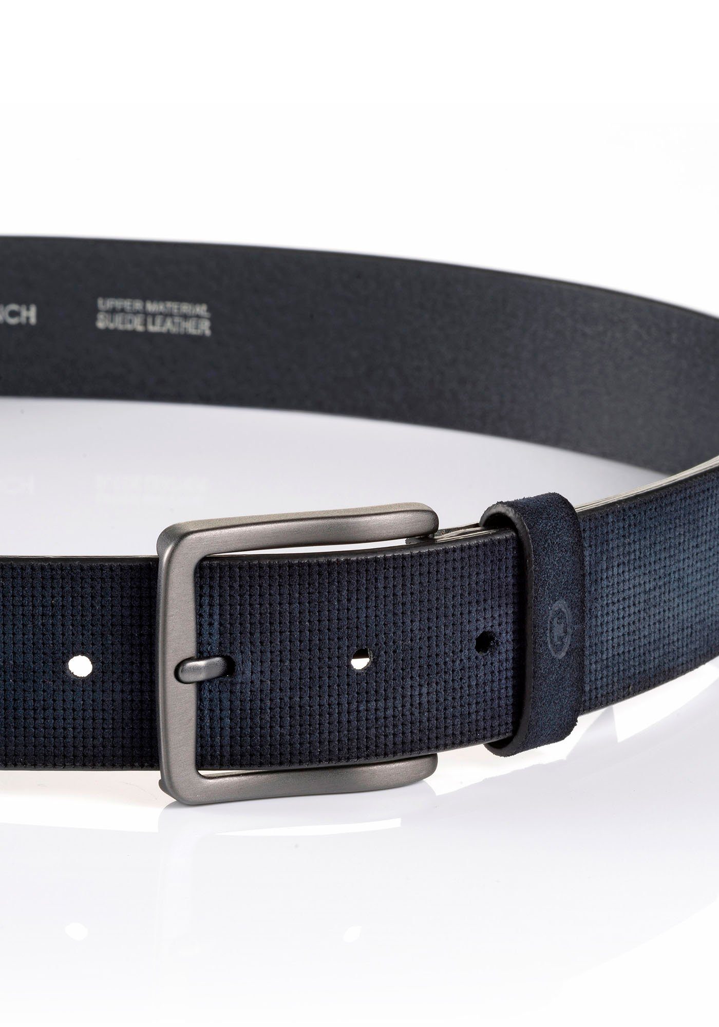 Tom Tailor Leren riem TTBART 4 cm brede herenriem, velourslederoptiek, tot maat 120