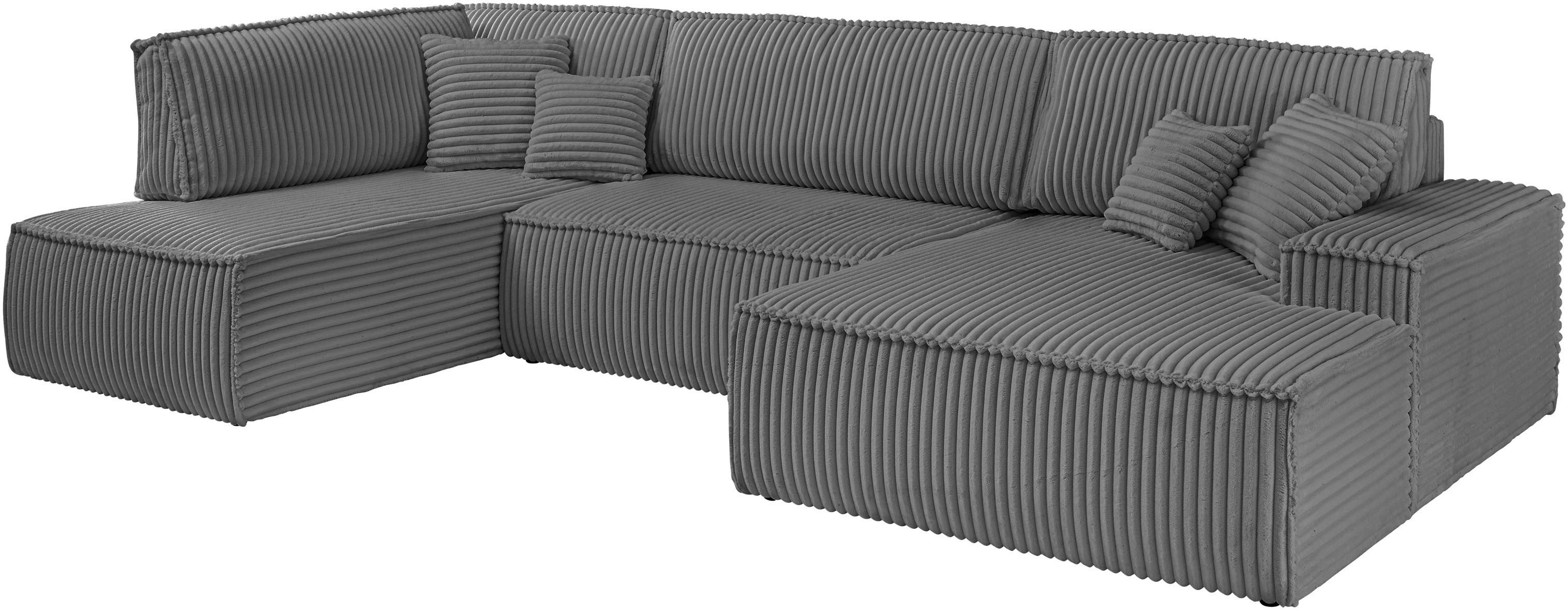 andas Zithoek FINNLEY U-model XXL 329 cm, bedbank, slaapfunctie m. bedkist