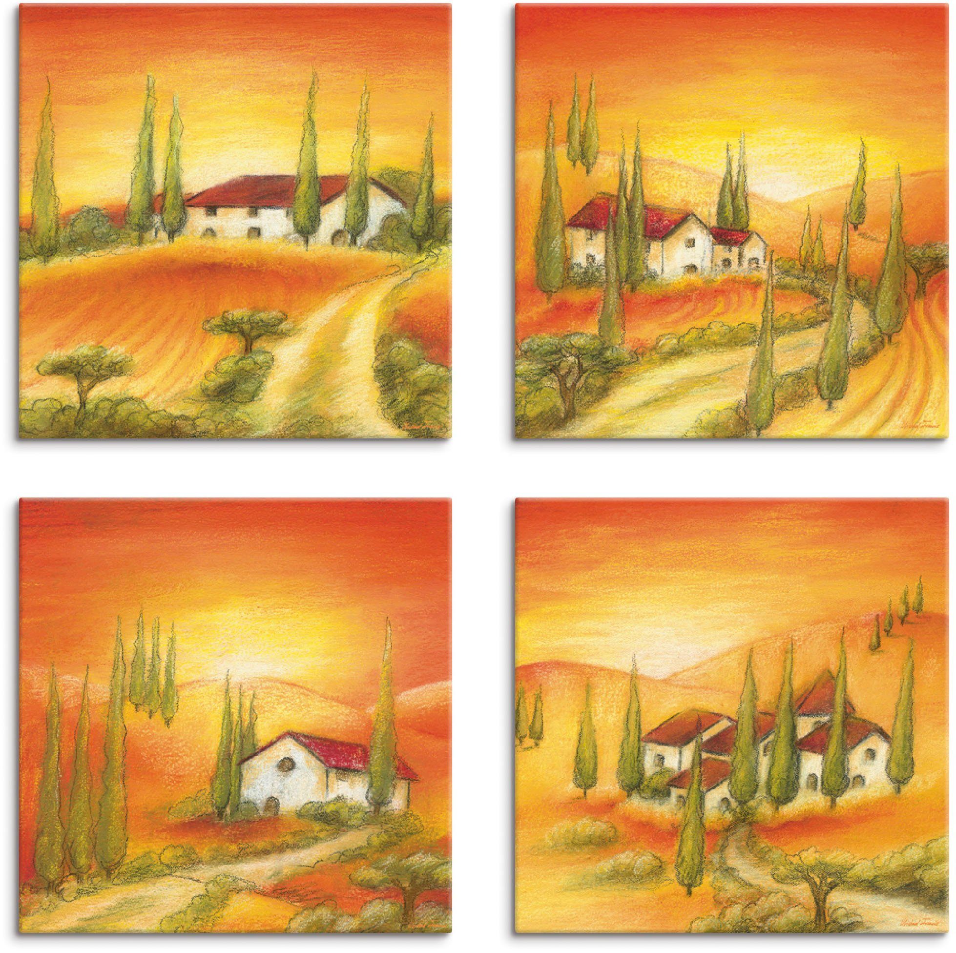 Artland Artprint op linnen Toscaans dorp I, -II, -III, -IV (4-delig)