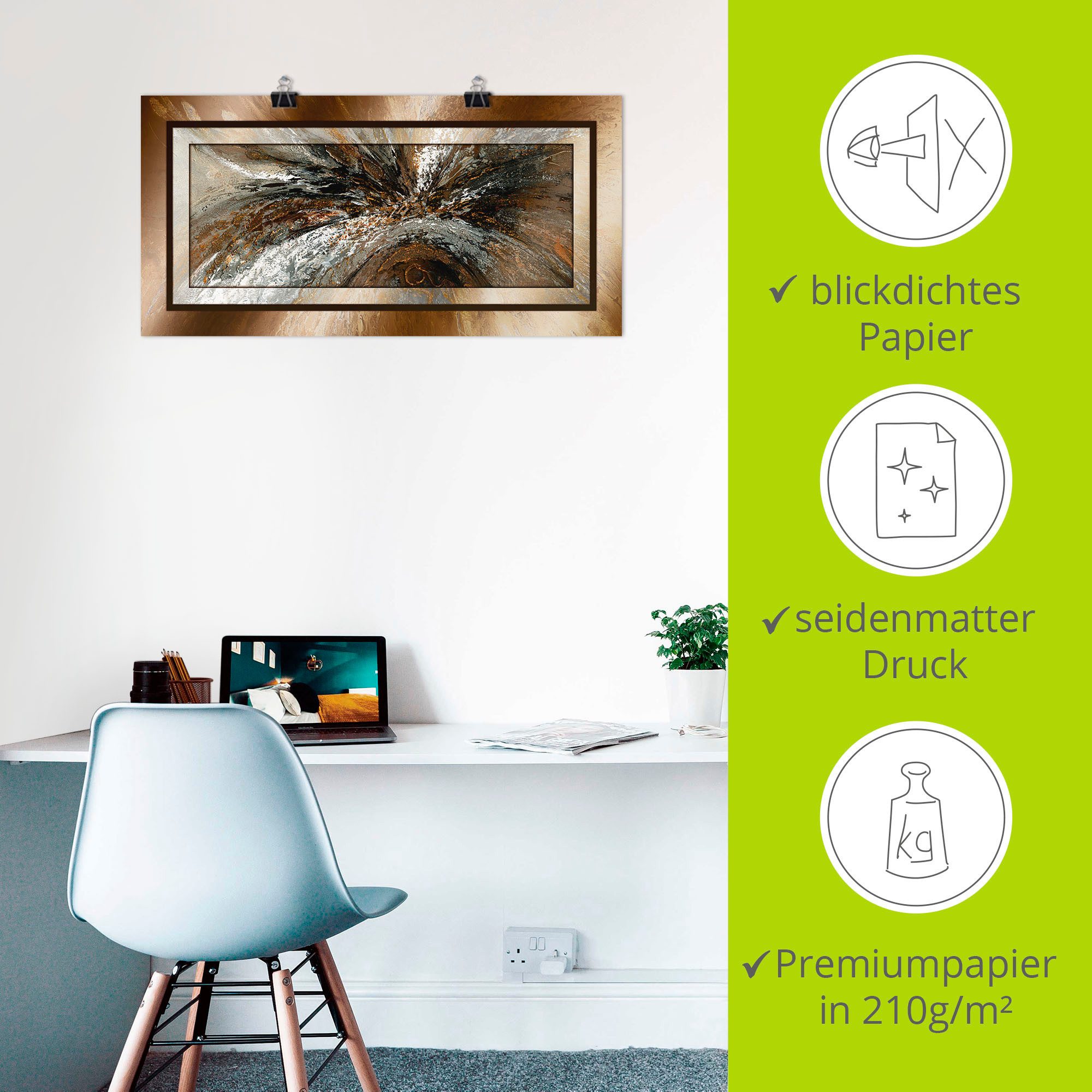 Artland Artprint Goudkleur abstract 1 als artprint van aluminium, artprint voor buiten, artprint op linnen, poster in verschillende maten. maten