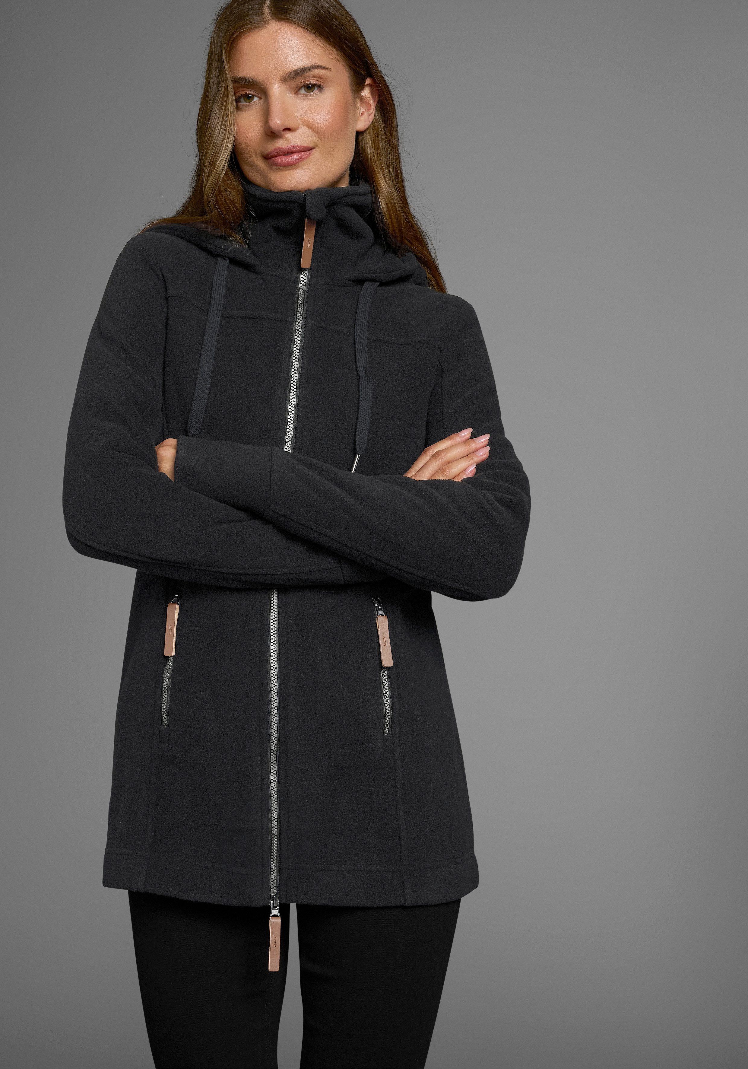 Polarino Fleecejack van fleece, ademend, sneldrogend dames fleece vesten maat 34 zwart