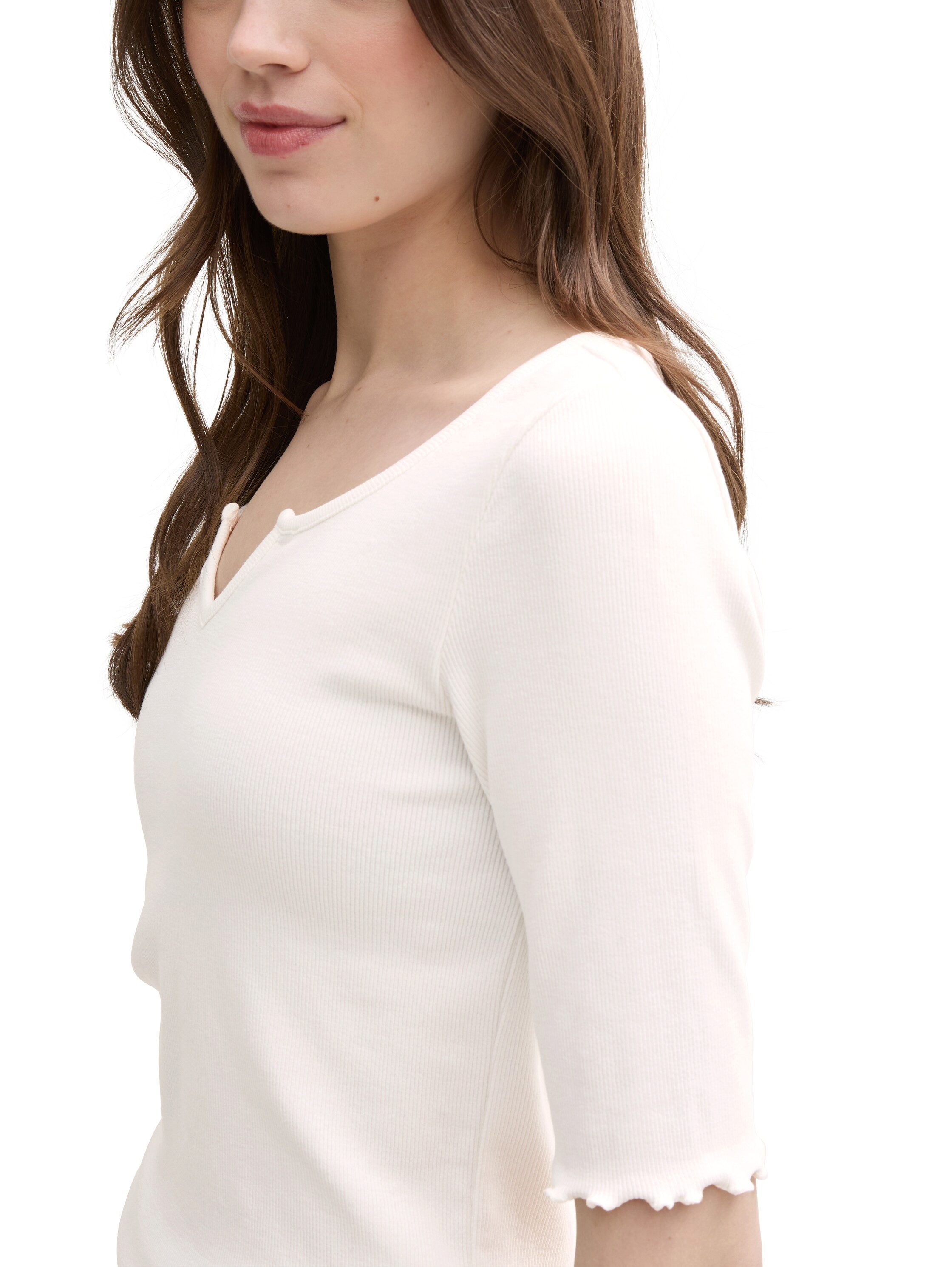 Tom Tailor Denim T-shirt met ribstructuur
