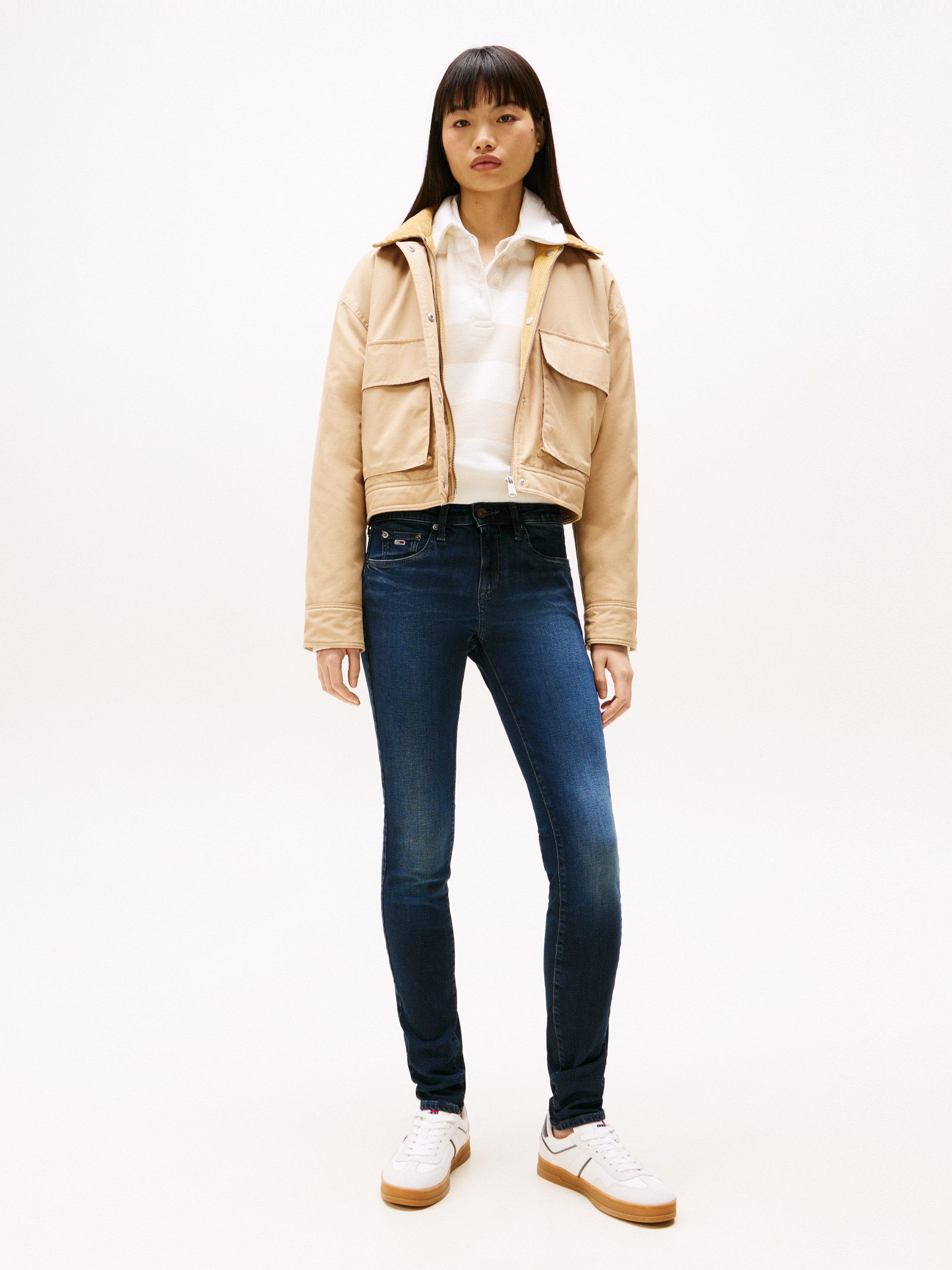 TOMMY JEANS Skinny fit jeans LW SKN CH12 met logo-badge logoborduring