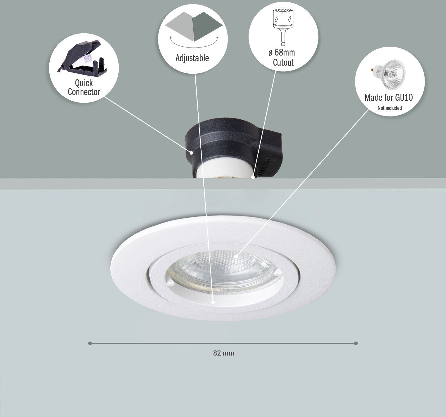 Paco Home Inbouwlamp Lina Inbouwspot draaibaar spot set GU10