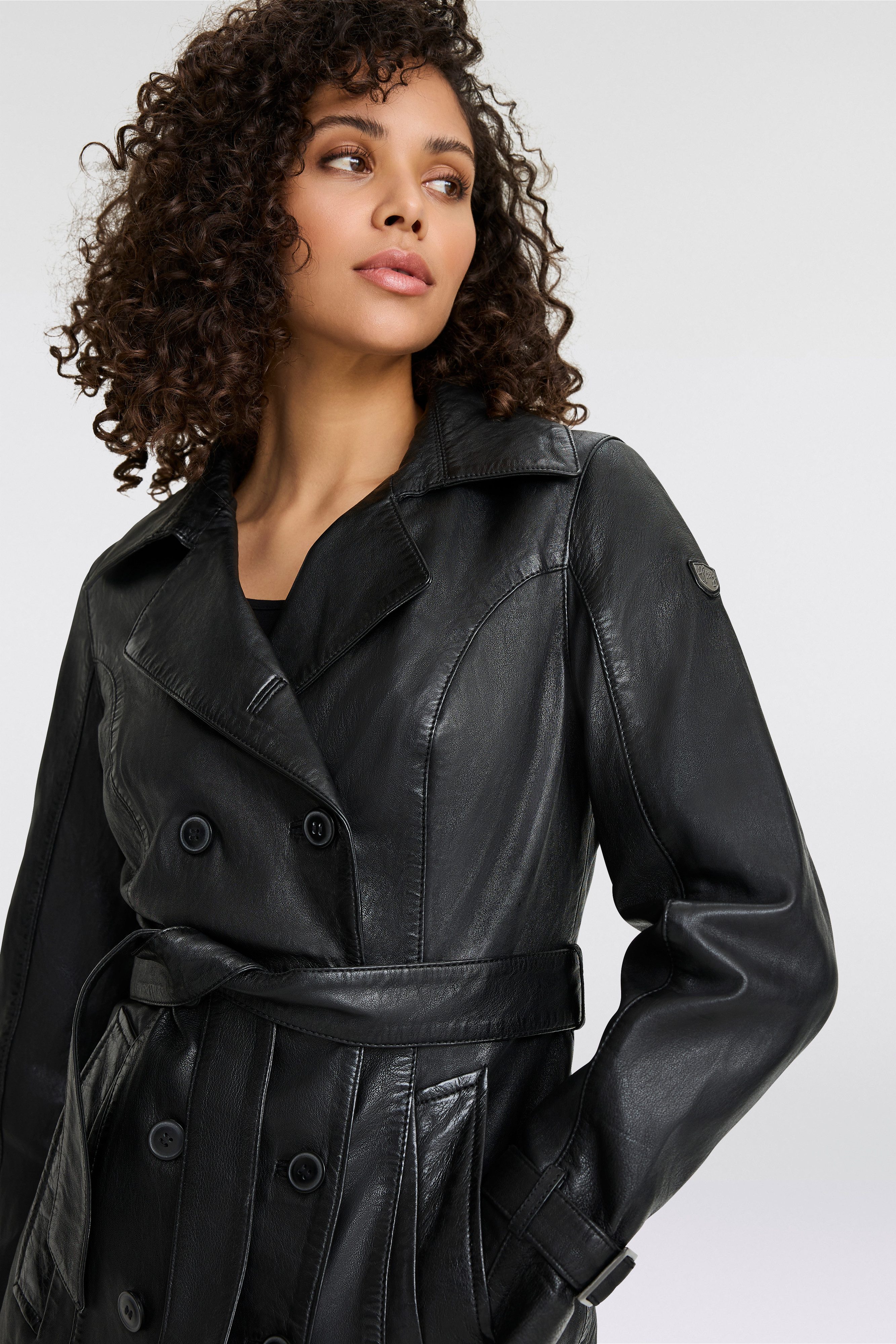 Mauritius Lange, leren jas GWTaresa Leren trenchcoat met strikriem (2-delig, Met een bindceintuur)