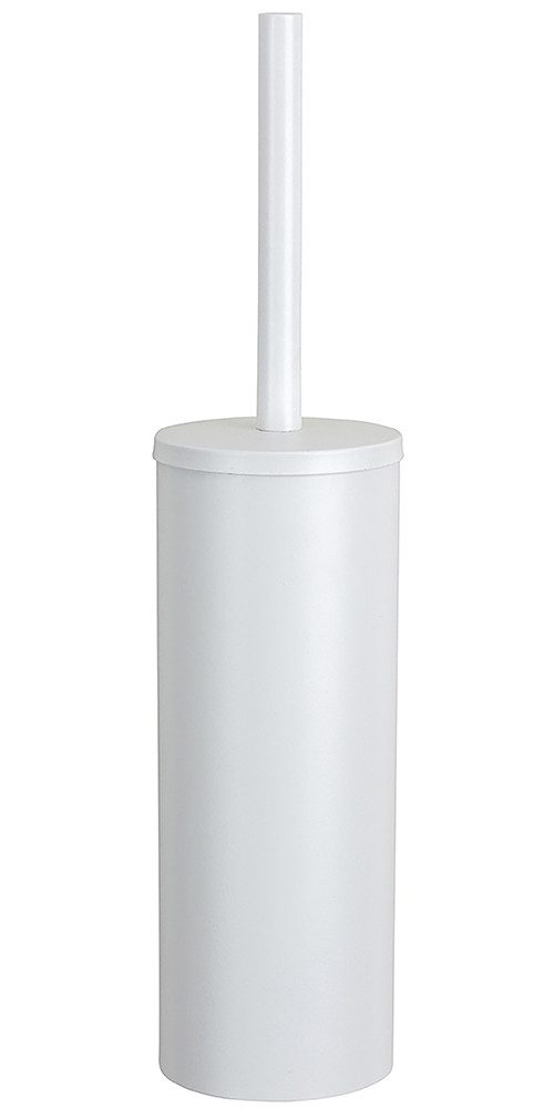 WENKO Toiletset Model Orea gesloten toiletborstelhouder van roestvrij staal, vrijstaand wc-accessoires wit