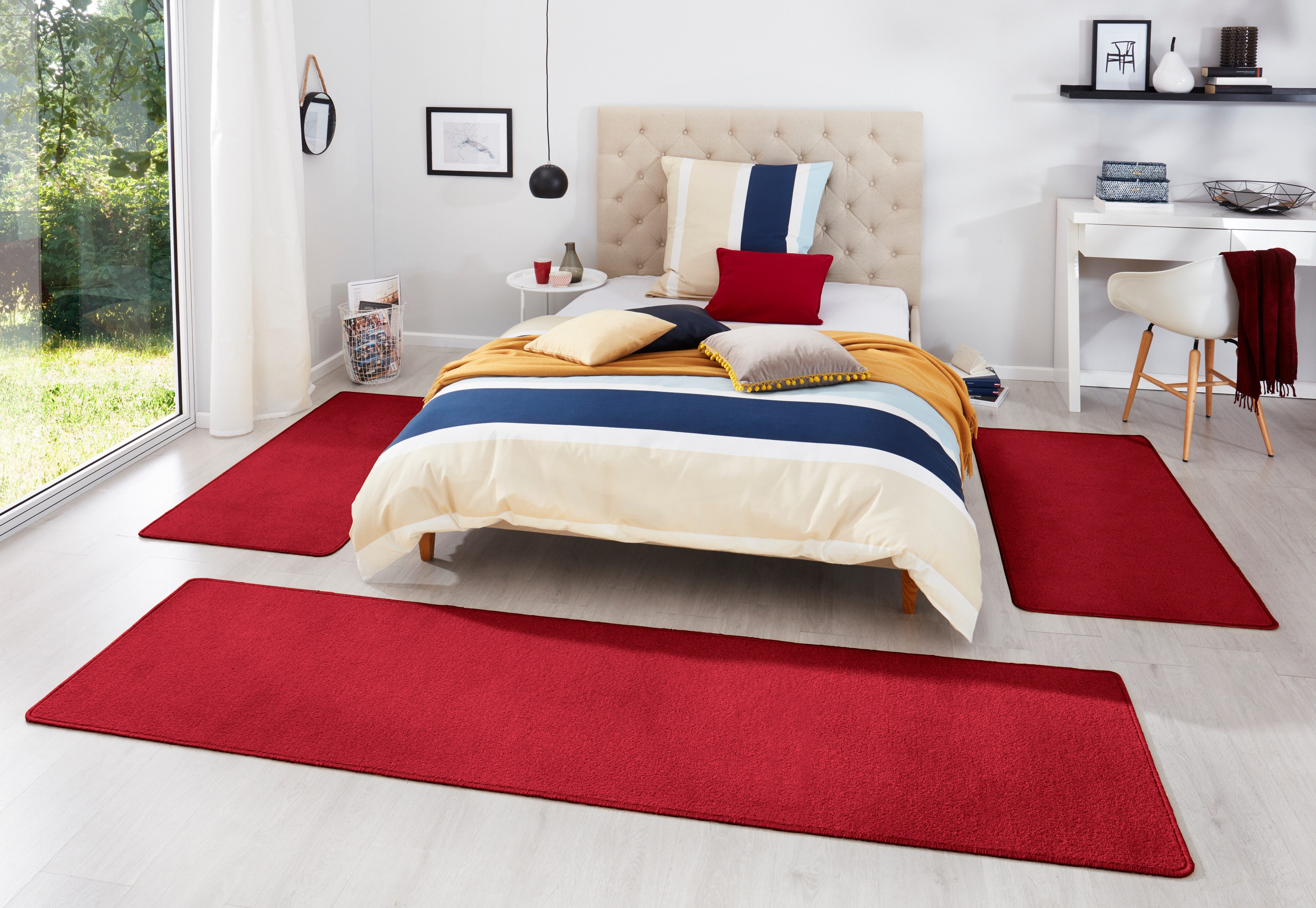 HANSE Home Set slaapkamerkleedjes Fancy Unikleur, slaapkamerkleed, 3-delige loperset voor de slaapkamer