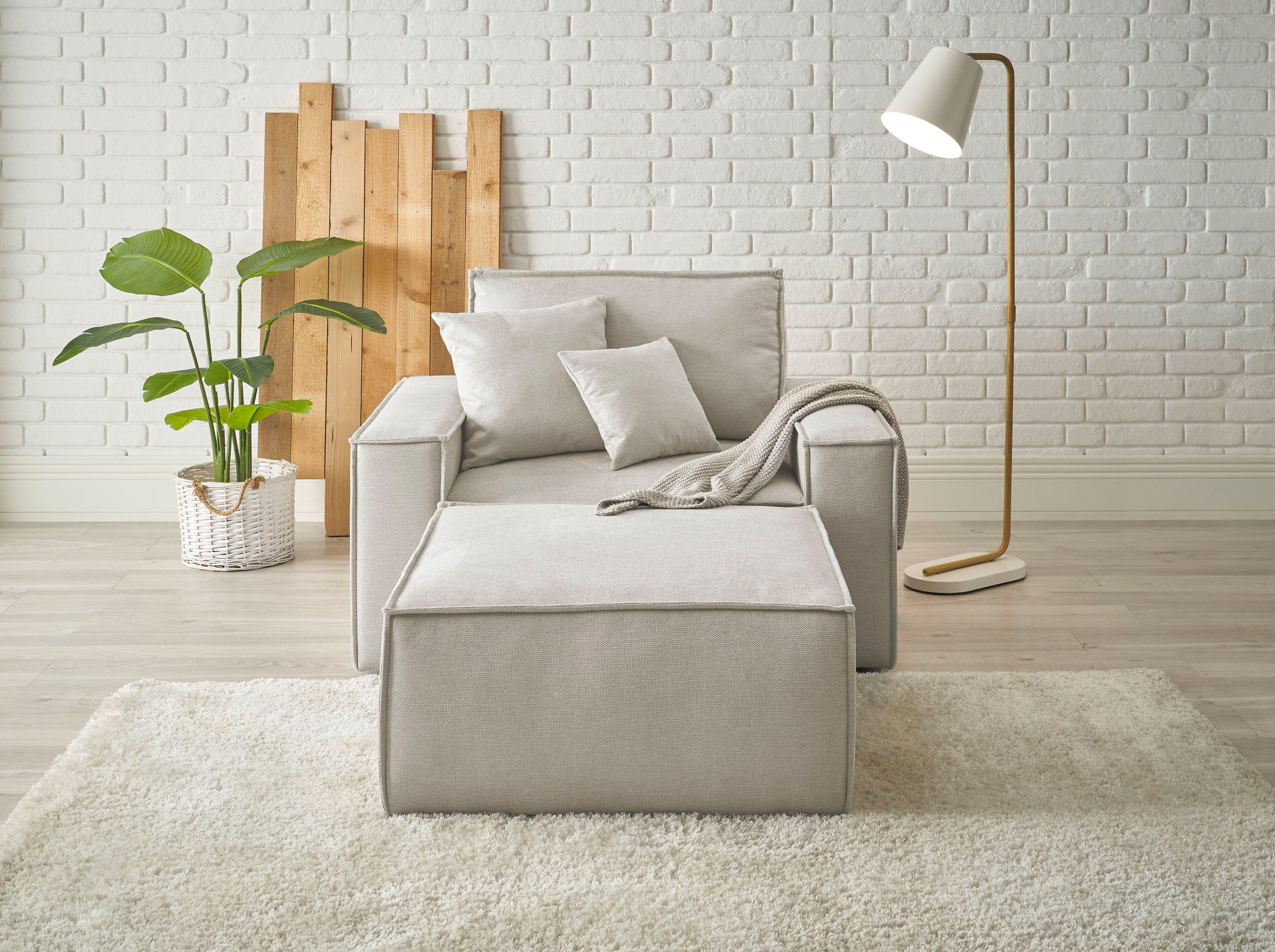 andas Loveseat Finnley Loveseat en hocker als set, passend bij de bekleding-serie Finnley (2-delig)