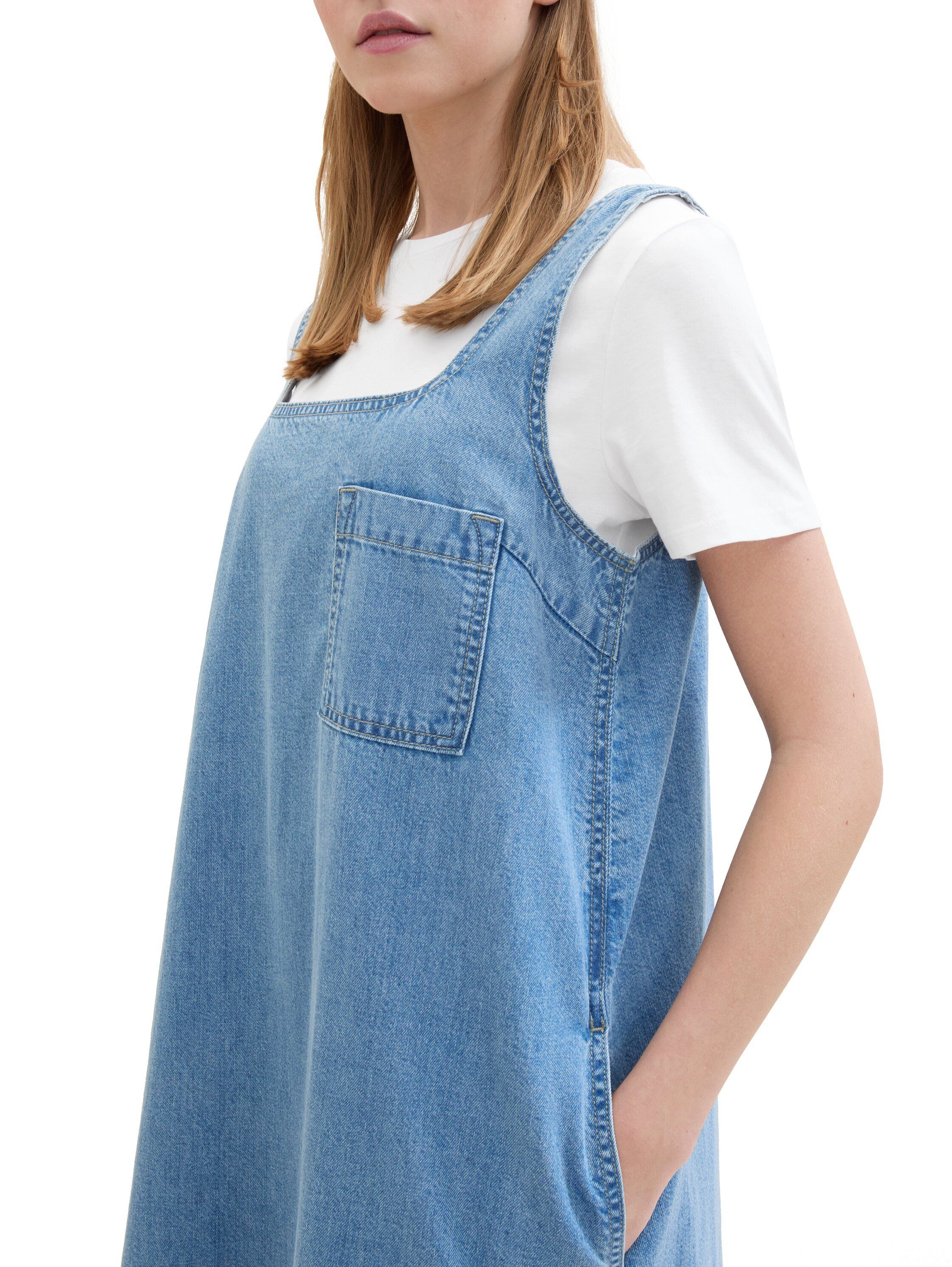 Tom Tailor Denim Midi-jurk met opgestikte borstzak
