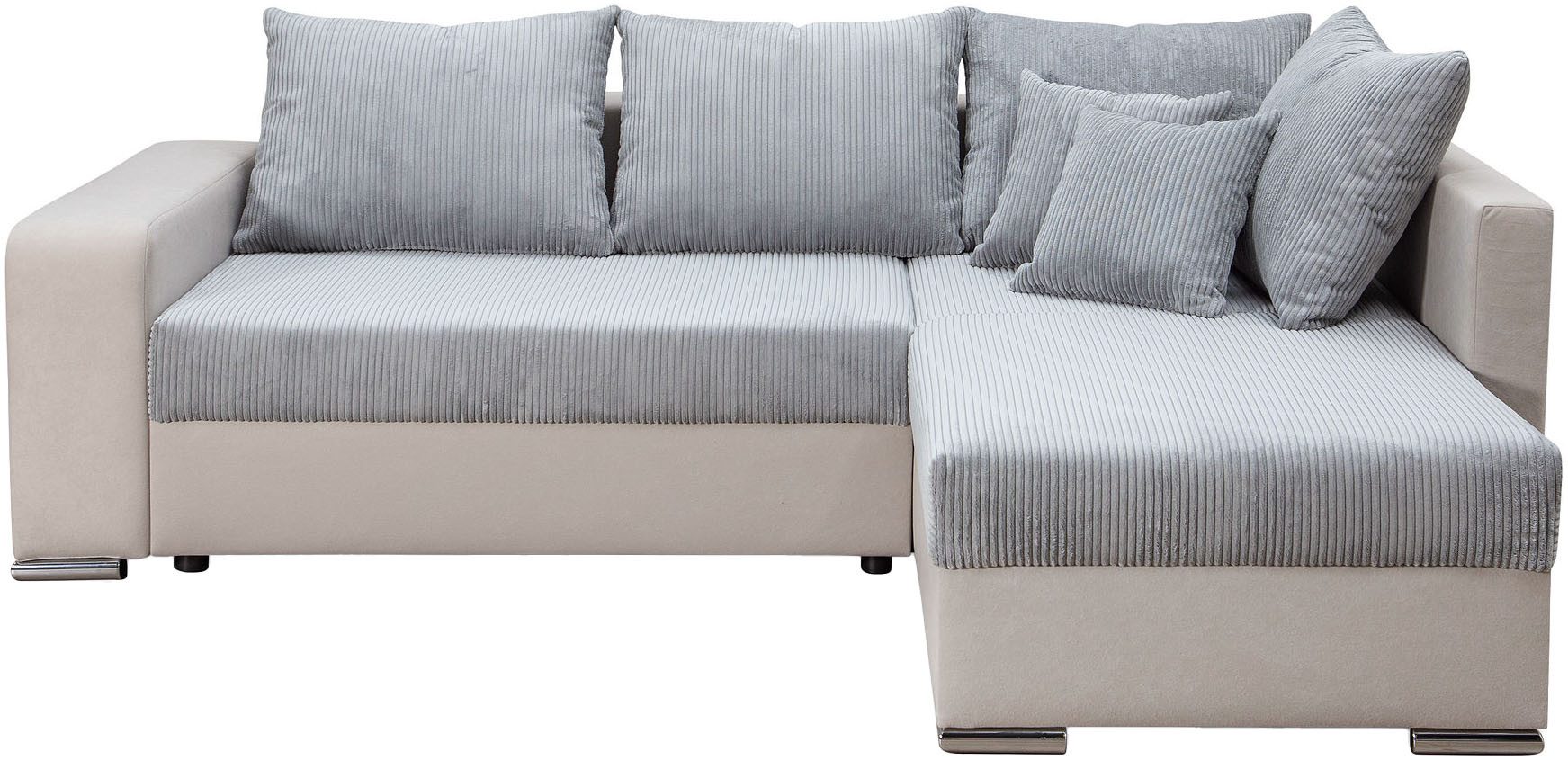 COLLECTION AB Hoekbank L-model Regalarmleuning met LED RGB verlichting, bedfunctie en bedbox
