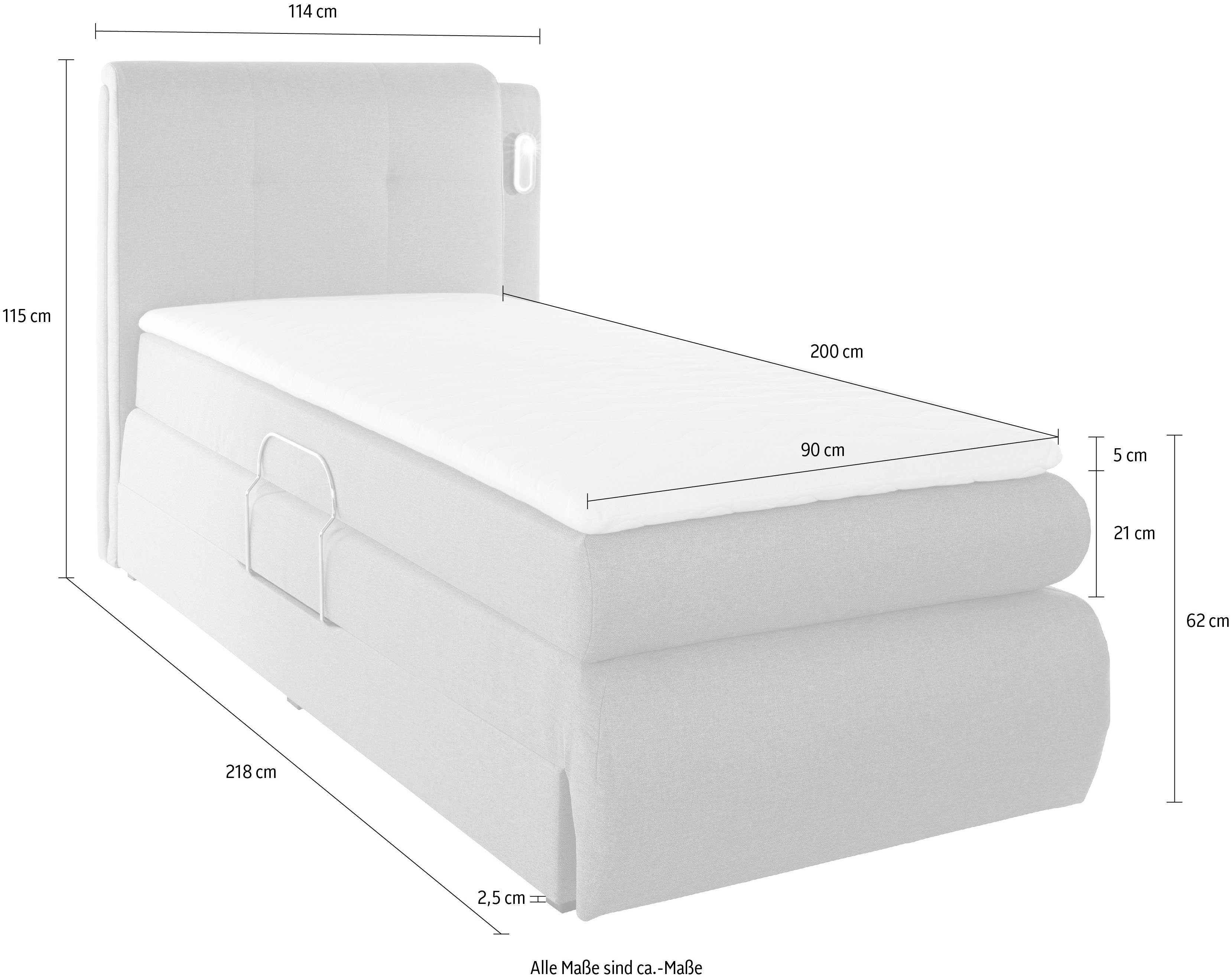 COLLECTION AB Boxspring Borna inclusief bedkist, ledverlichting en topmatras