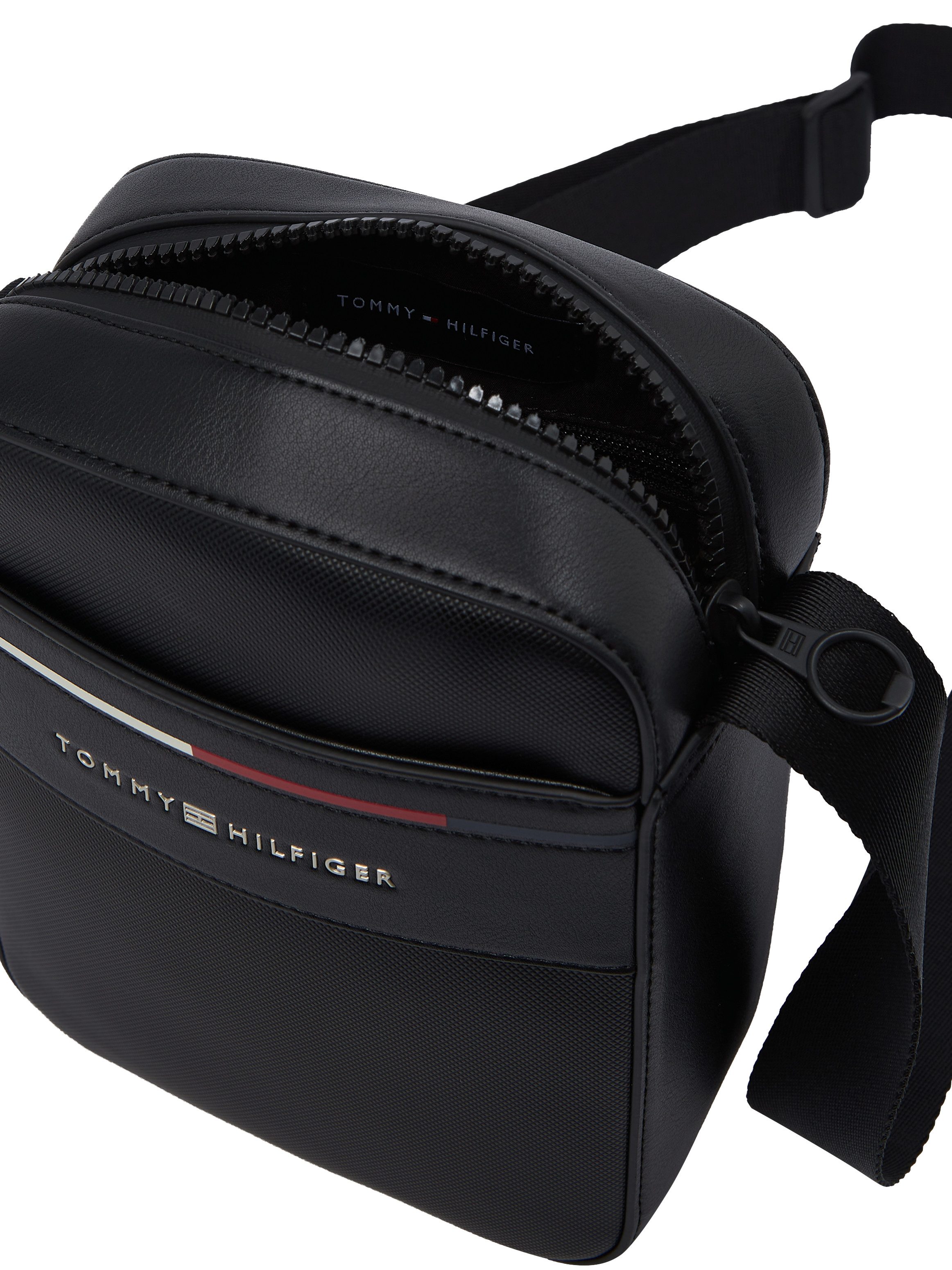 Tommy Hilfiger Schoudertas TH FOUNDATION MINI REPORTER , mannen messenger tas, schoudertas met gekleurde accenten