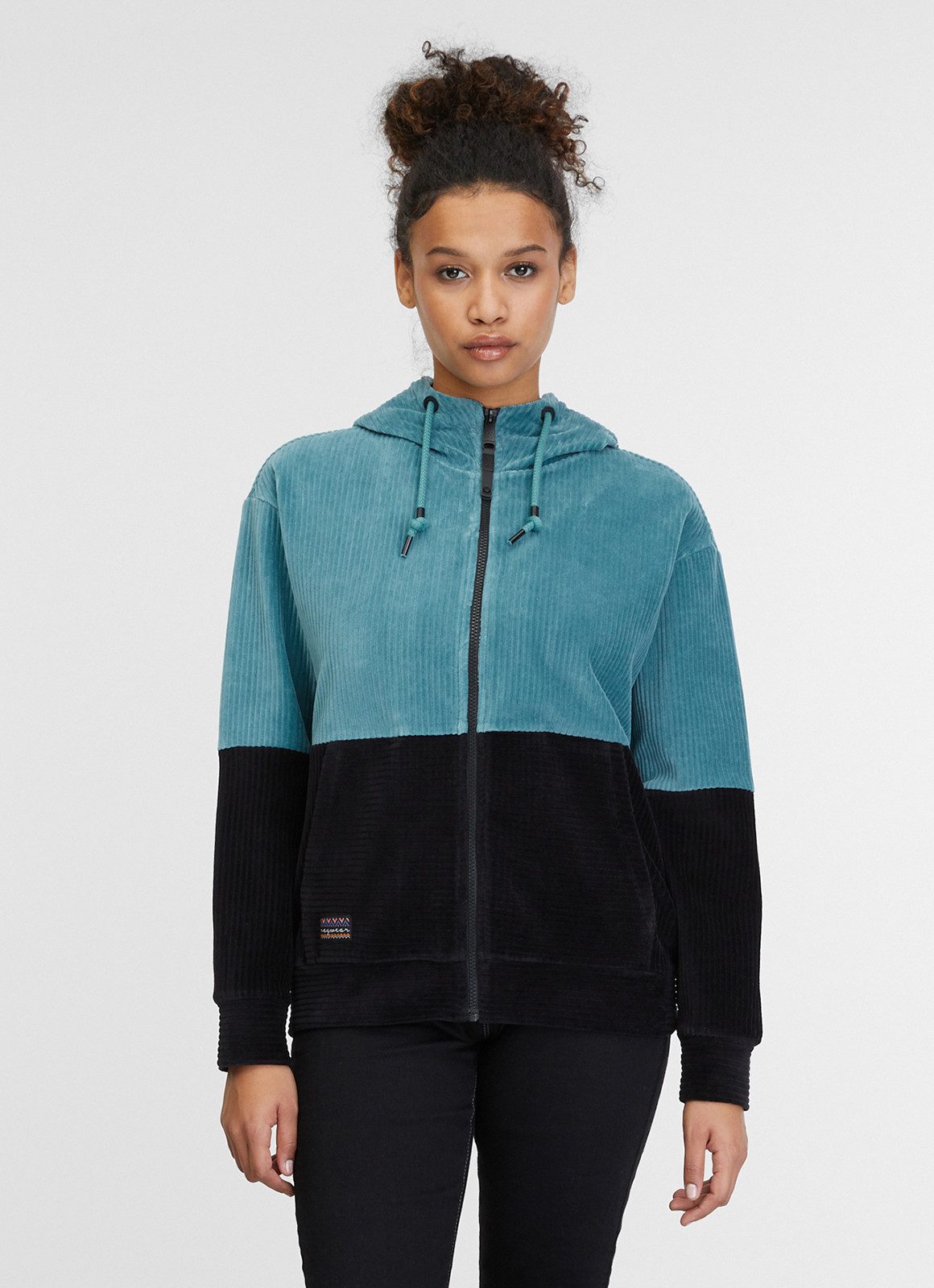 Ragwear Capuchonsweatvest COLBIE BLOCK ZIP in cordlook en colorblock