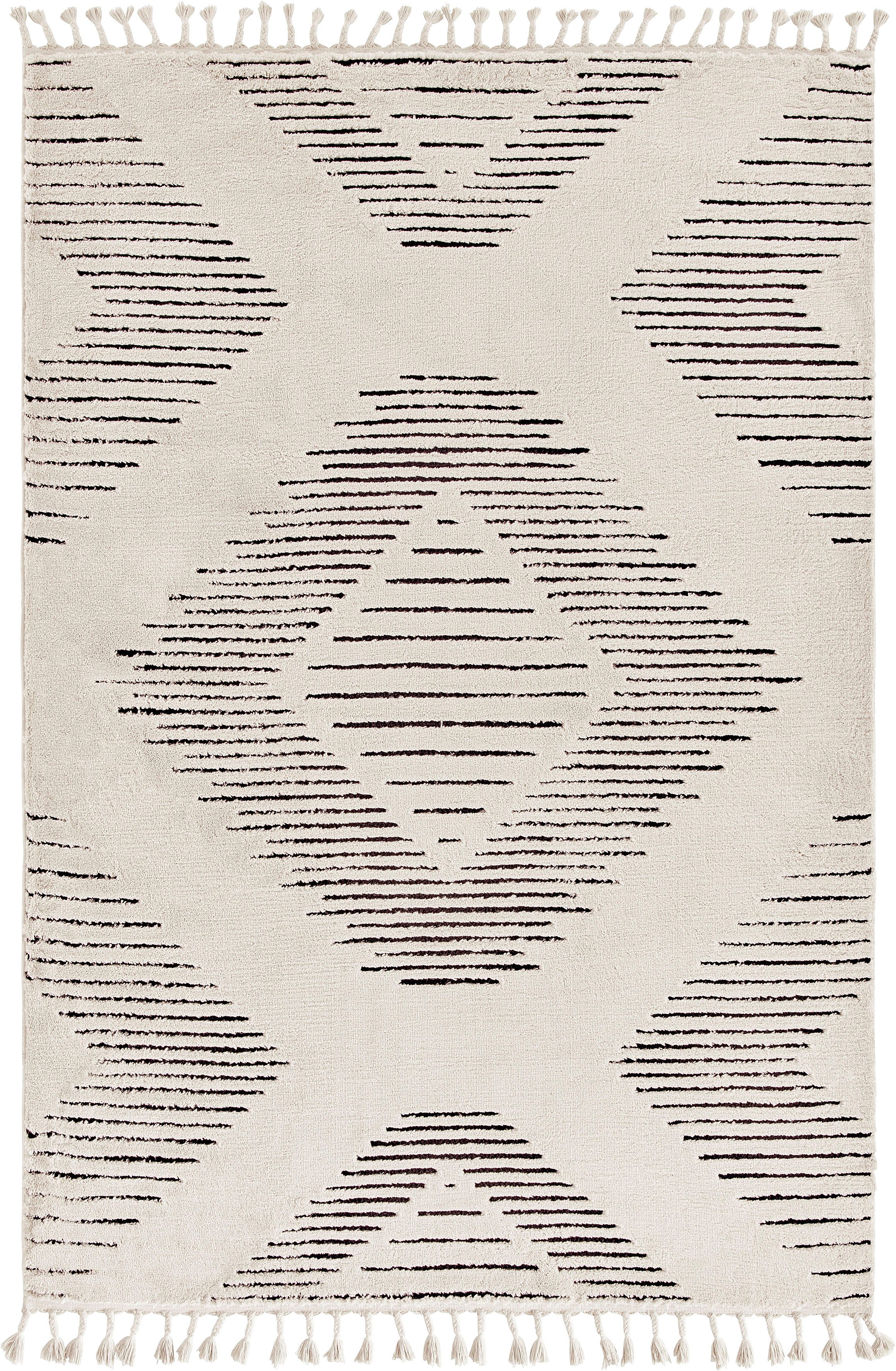 Guido Maria Kretschmer Home&Living Vloerkleed Yule Hoog-laag effect met franjes, onderhoudsvriendelijk, elegant, zachte touch